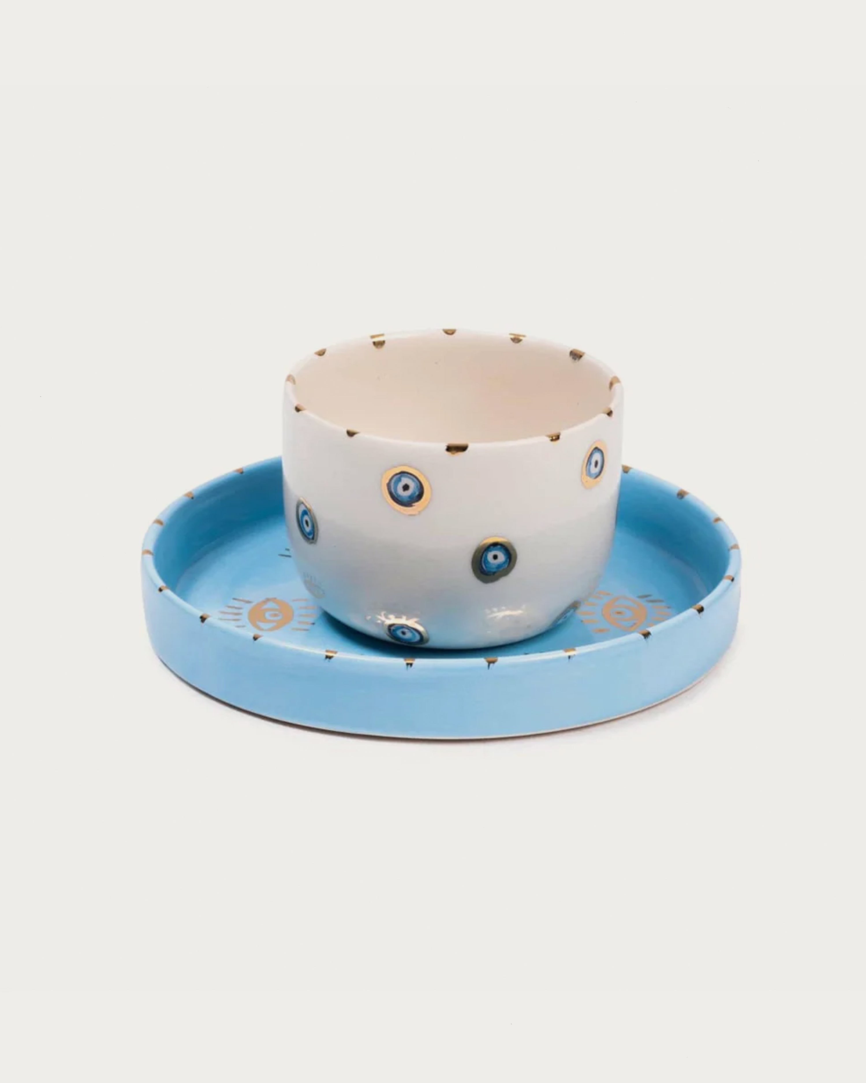 Inner Eye Collection Baby Blue Turkish Coffee Cup Set