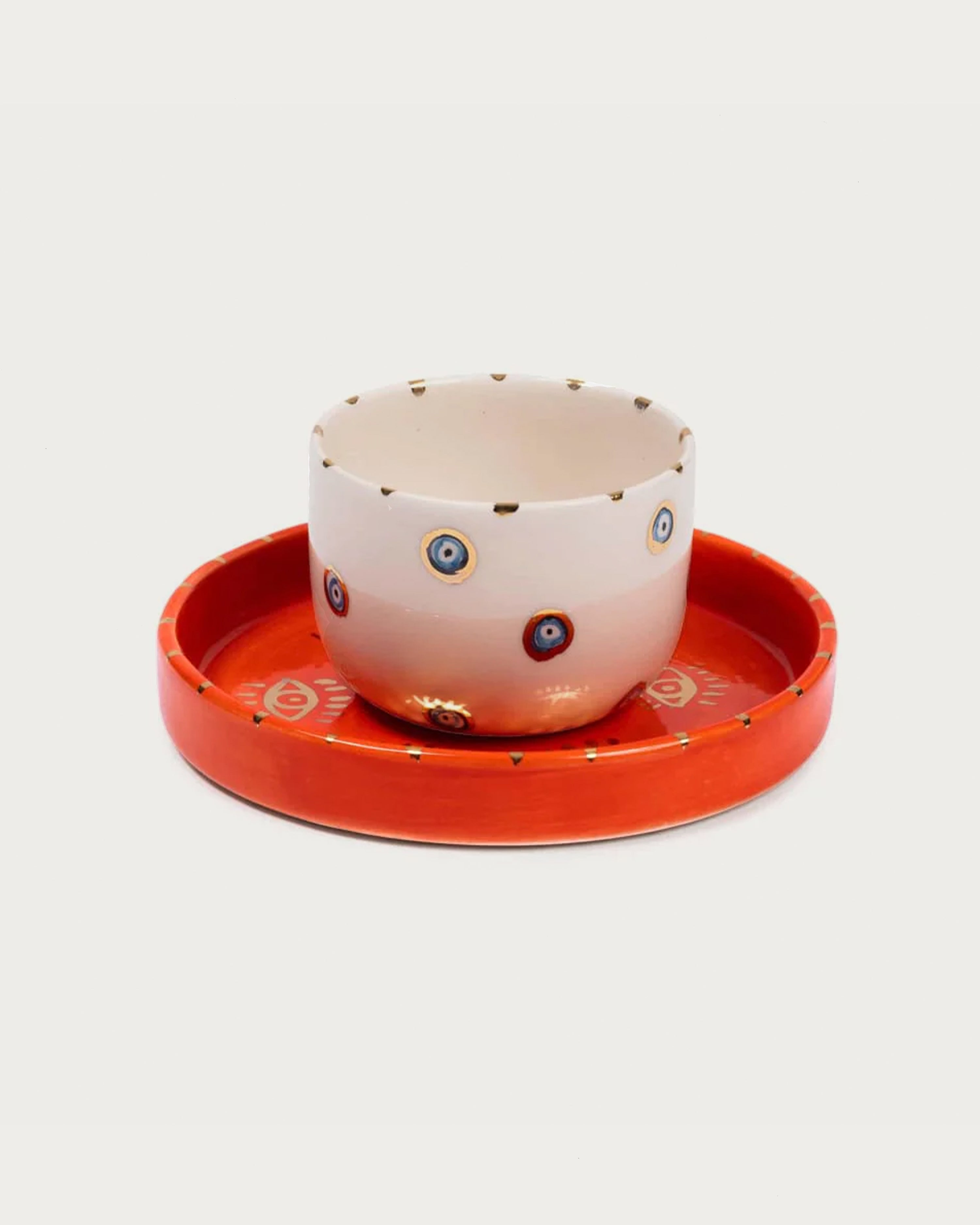 Inner Eye Collection Coral Turkish Coffee Cup Set