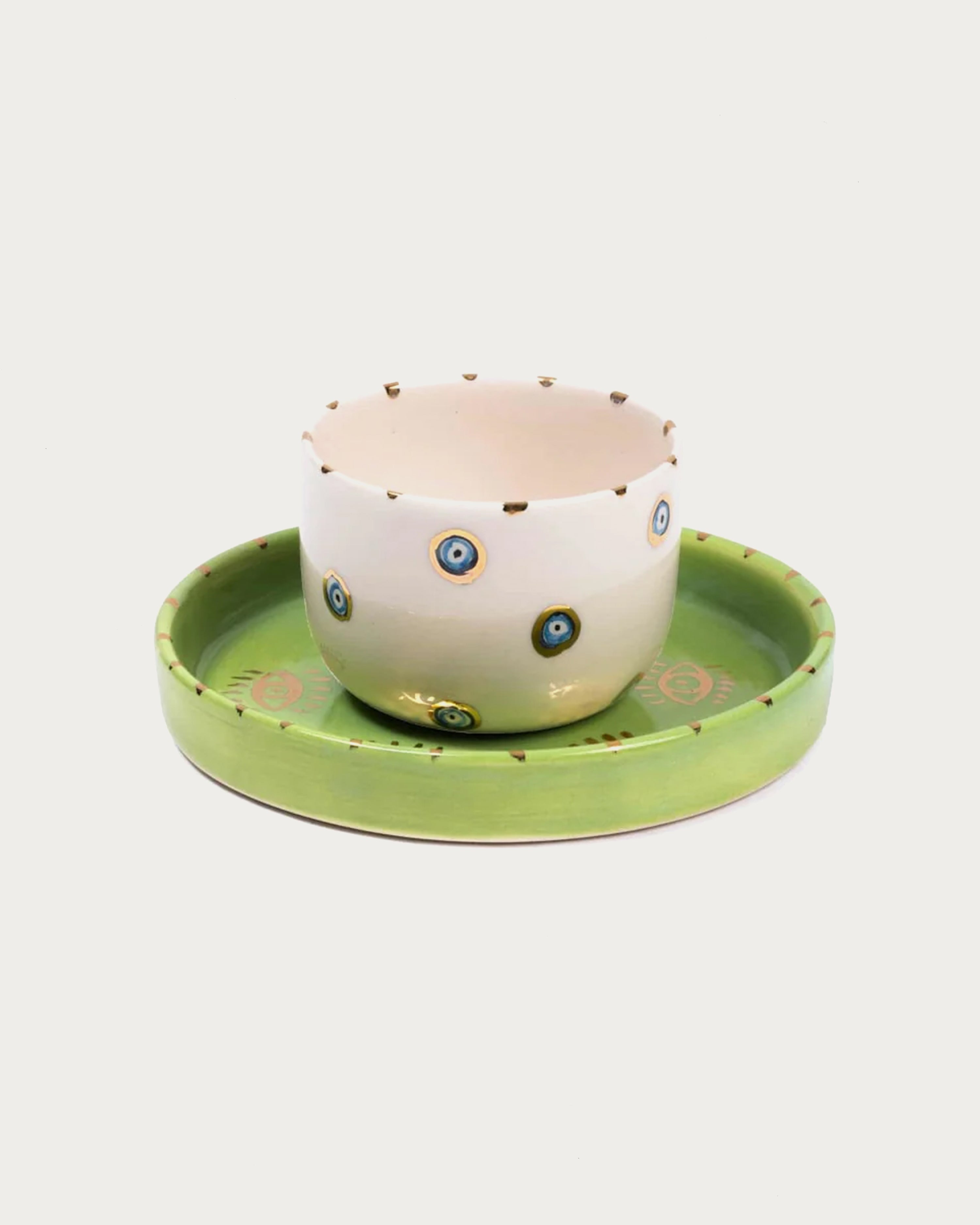 Inner Eye Collection Light Green Turkish Coffee Cup Set
