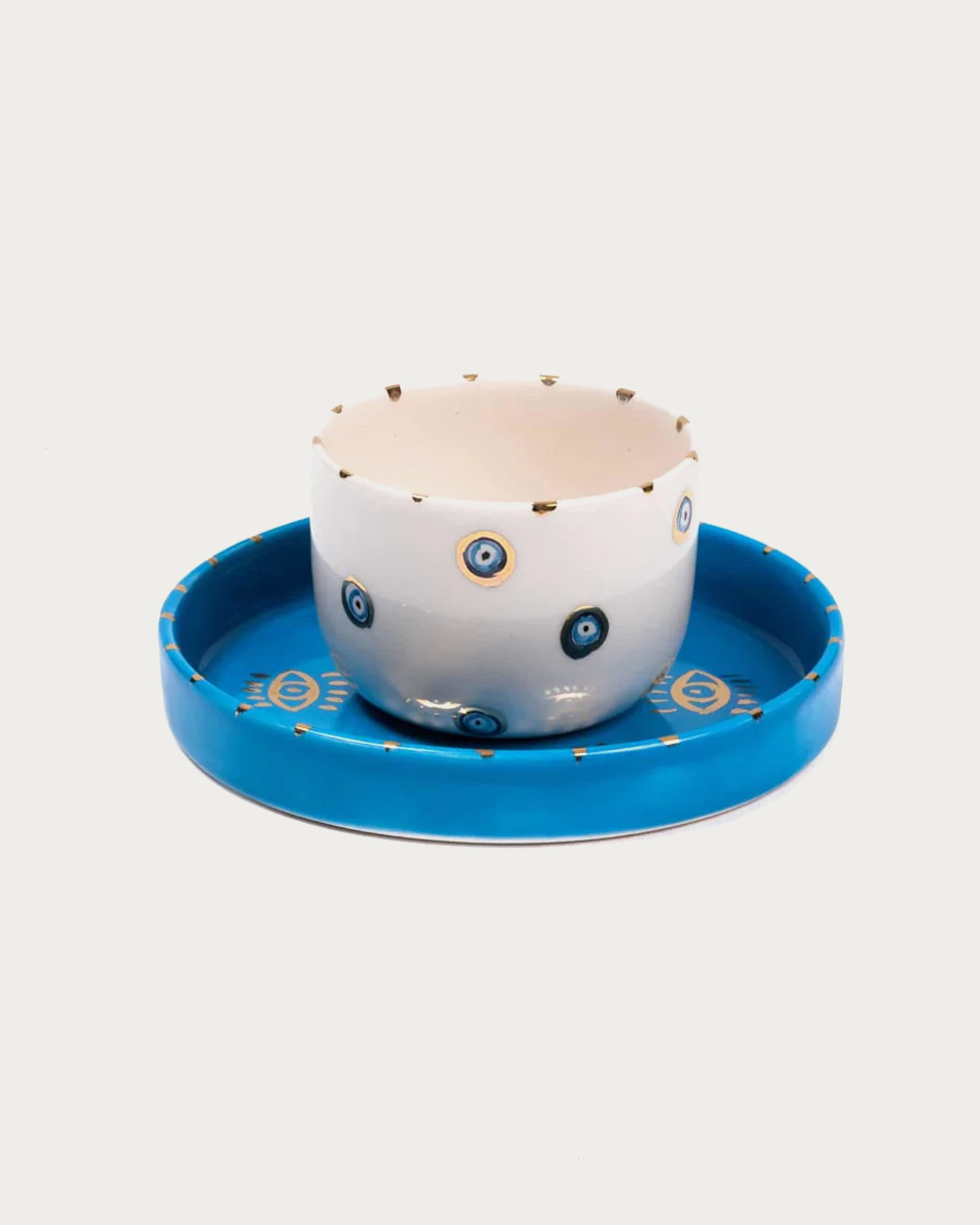 Inner Eye Collection Light Blue Turkish Coffee Cup Set