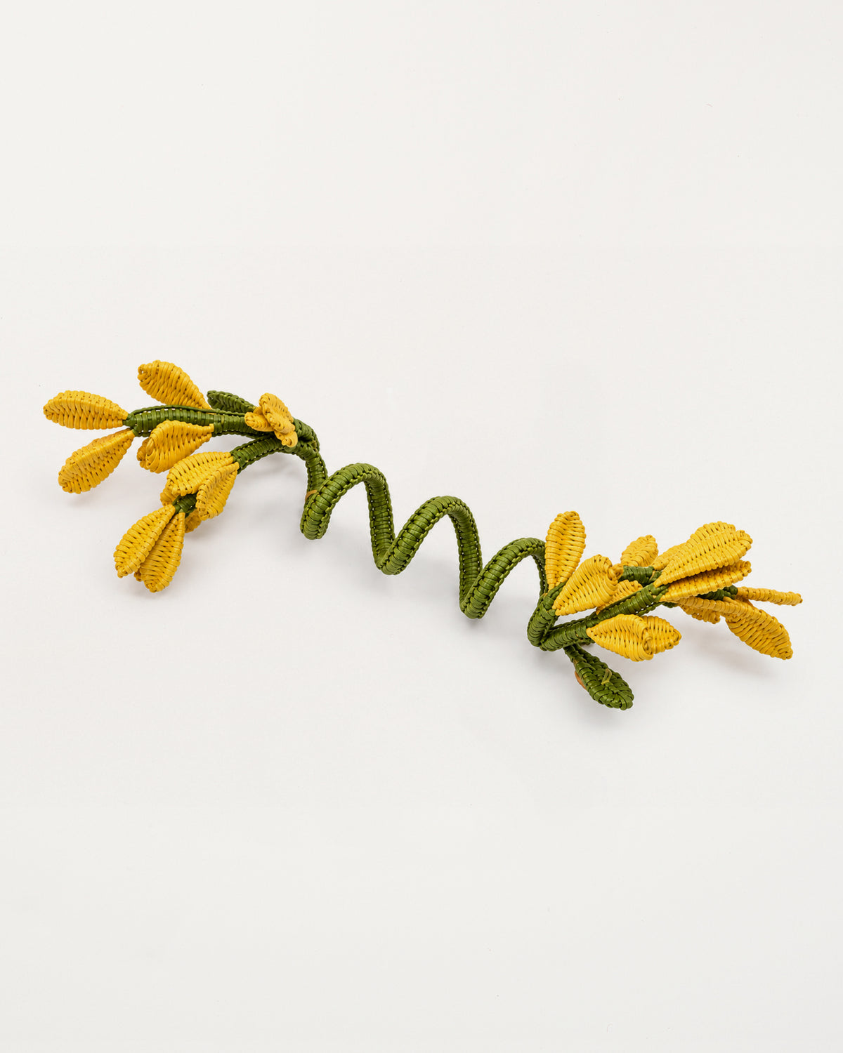 Iraca Palm Golden Flower Napkin Ring Olive Green and Yellow
