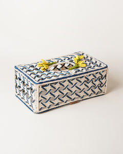 Iraca Palm Lila Tissue Box Rectangular Blue and Natural