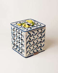 Iraca Palm Lila Tissue Box Square Blue and Natural
