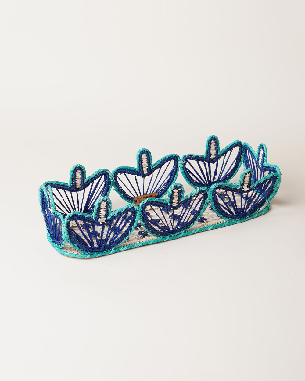 Iraca Palm Long Tray Large Blue