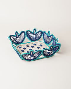 Iraca Palm Mara Tray Square Blue
