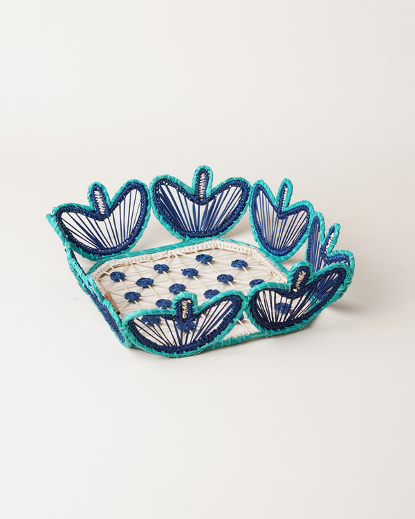 Iraca Palm Mara Tray Square Blue