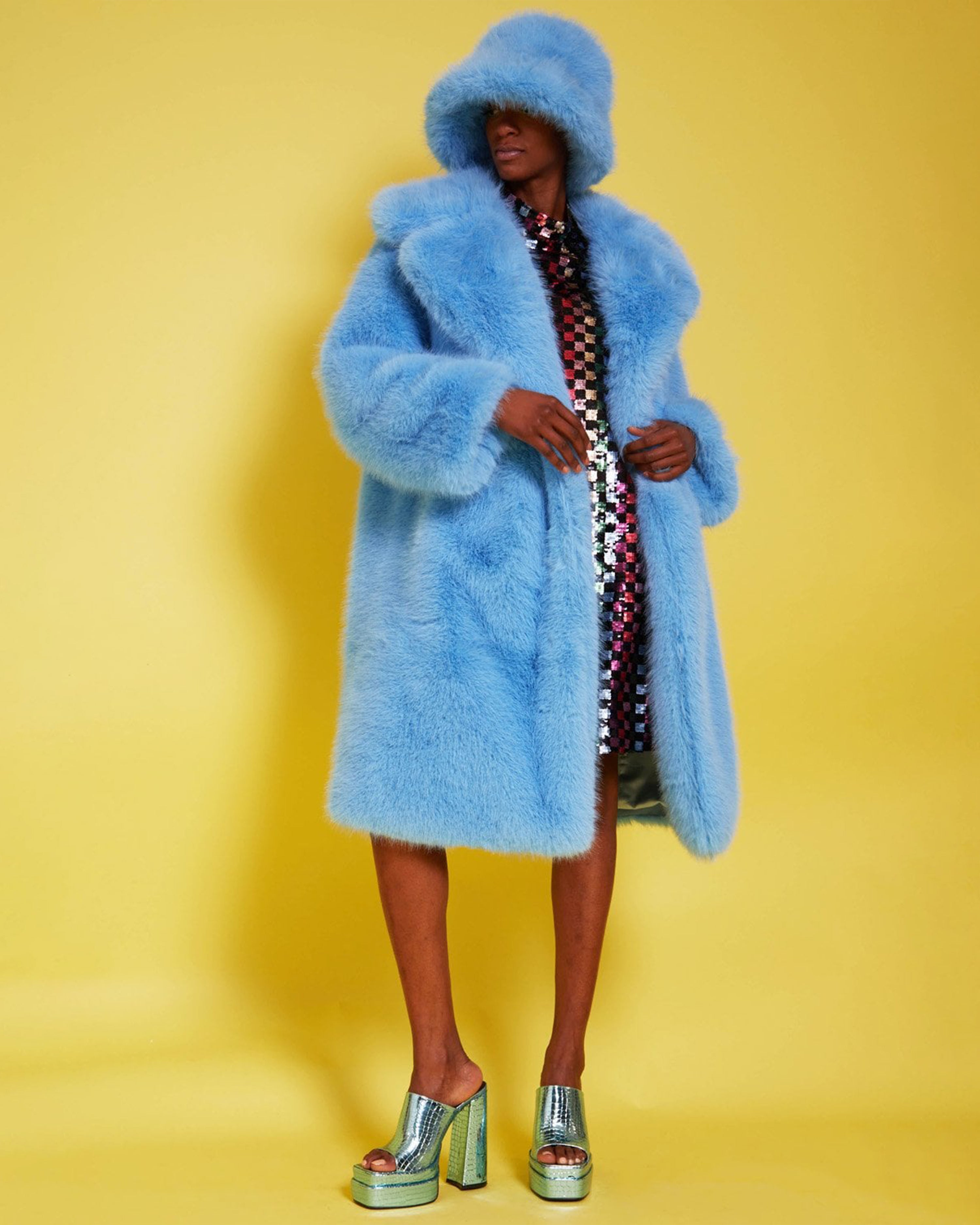 Bamboo Faux Fur Baby Blue Coat