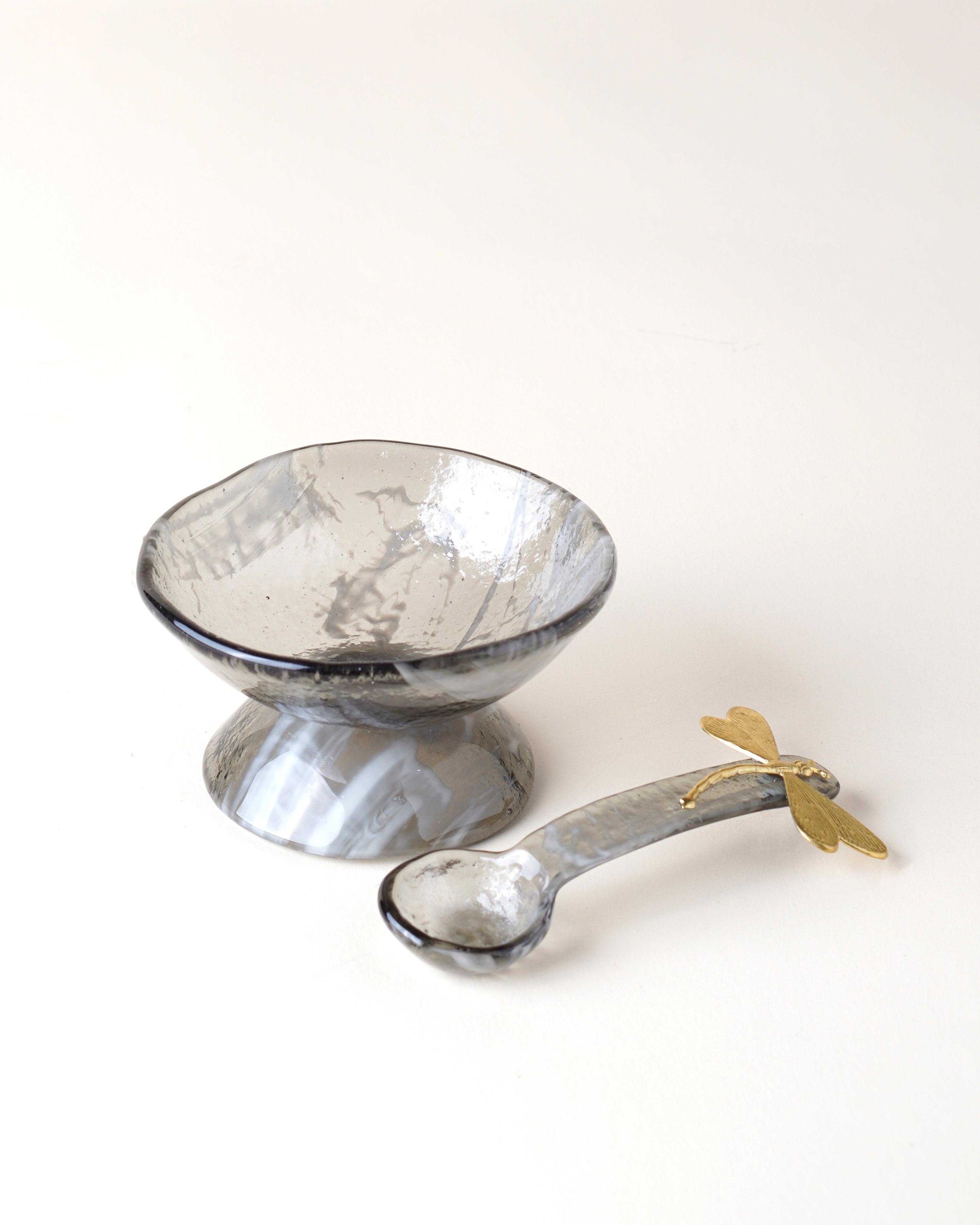 Large Marble Grey Salt Cellar/Spoon