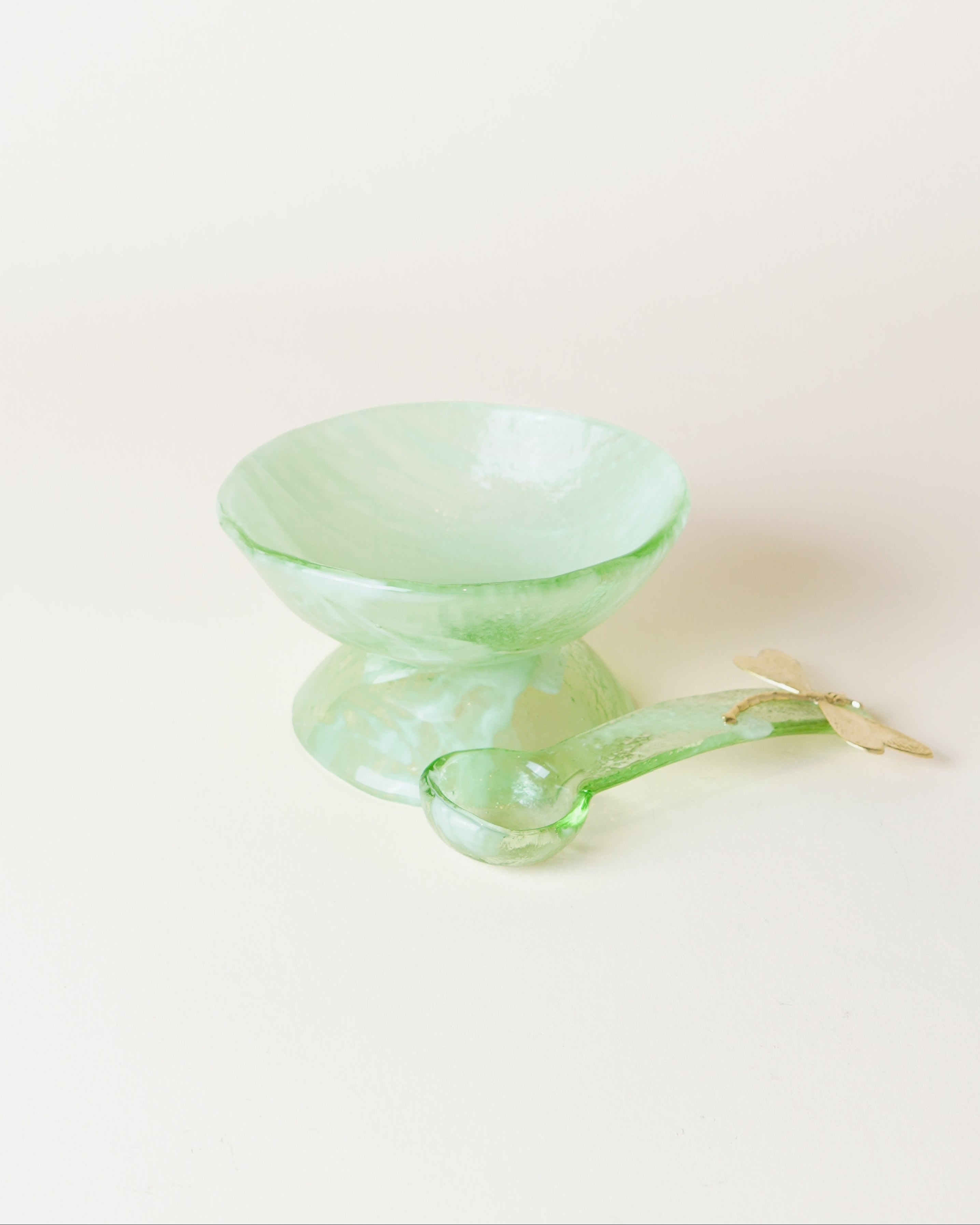 Large Marble Mint Salt Cellar/Spoon