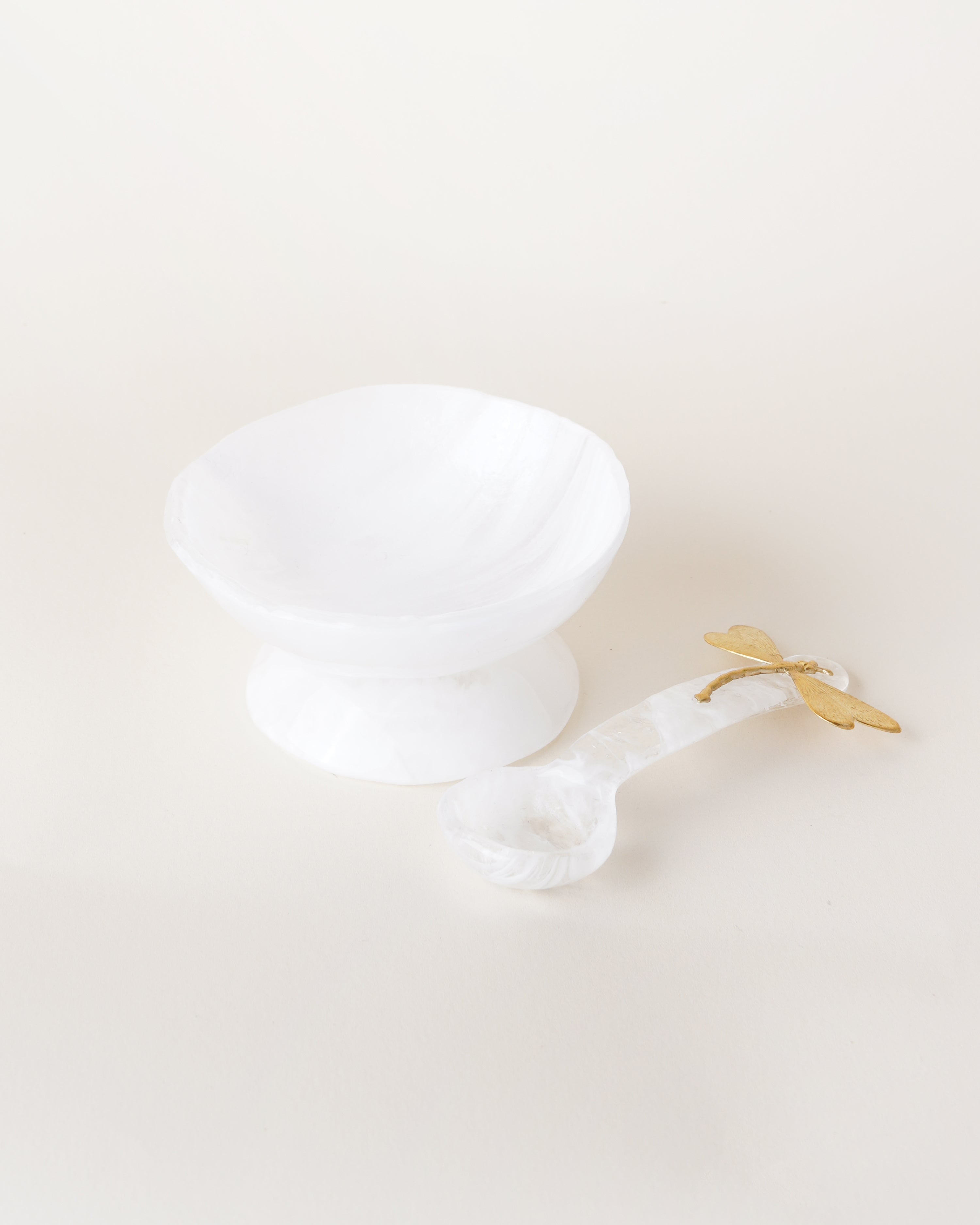 Large Marble White Salt Cellar/Spoon