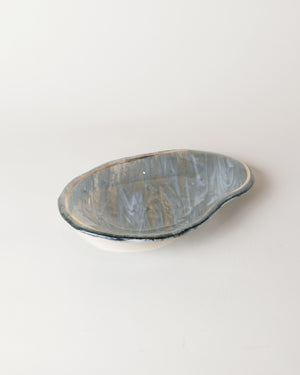 Large Oyster Dish Marble Grey