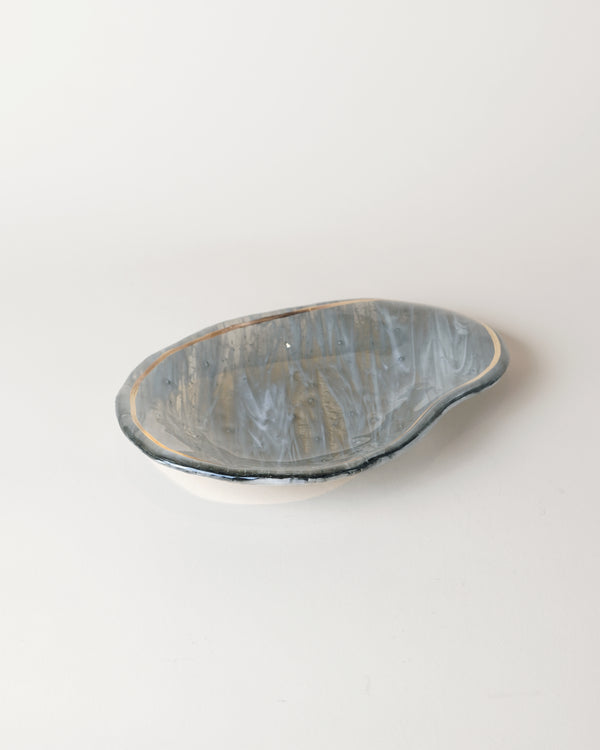 Large Oyster Dish Marble Grey