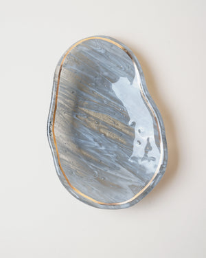 Large Oyster Dish Marble Grey