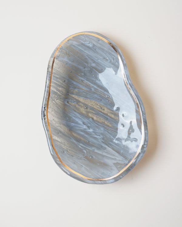 Large Oyster Dish Marble Grey