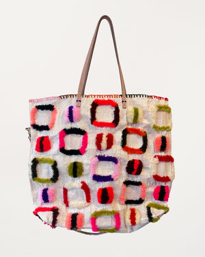 Large Recycled Food Bag Multicoloured Squares