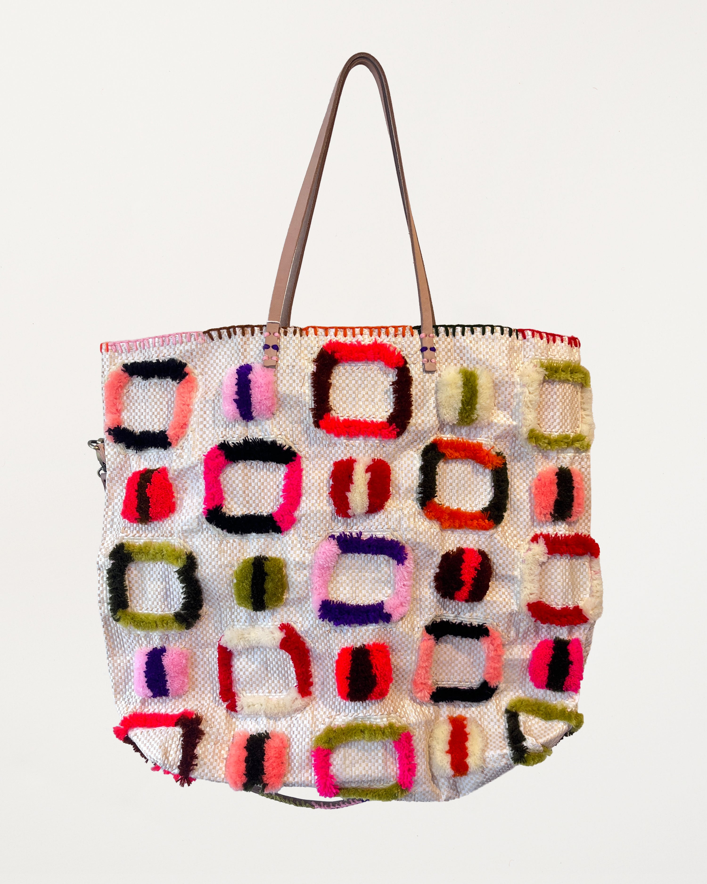 Large Recycled Food Bag Multicoloured Squares