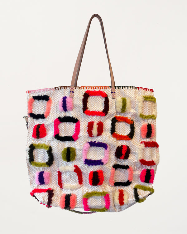 Large Recycled Food Bag Multicoloured Squares
