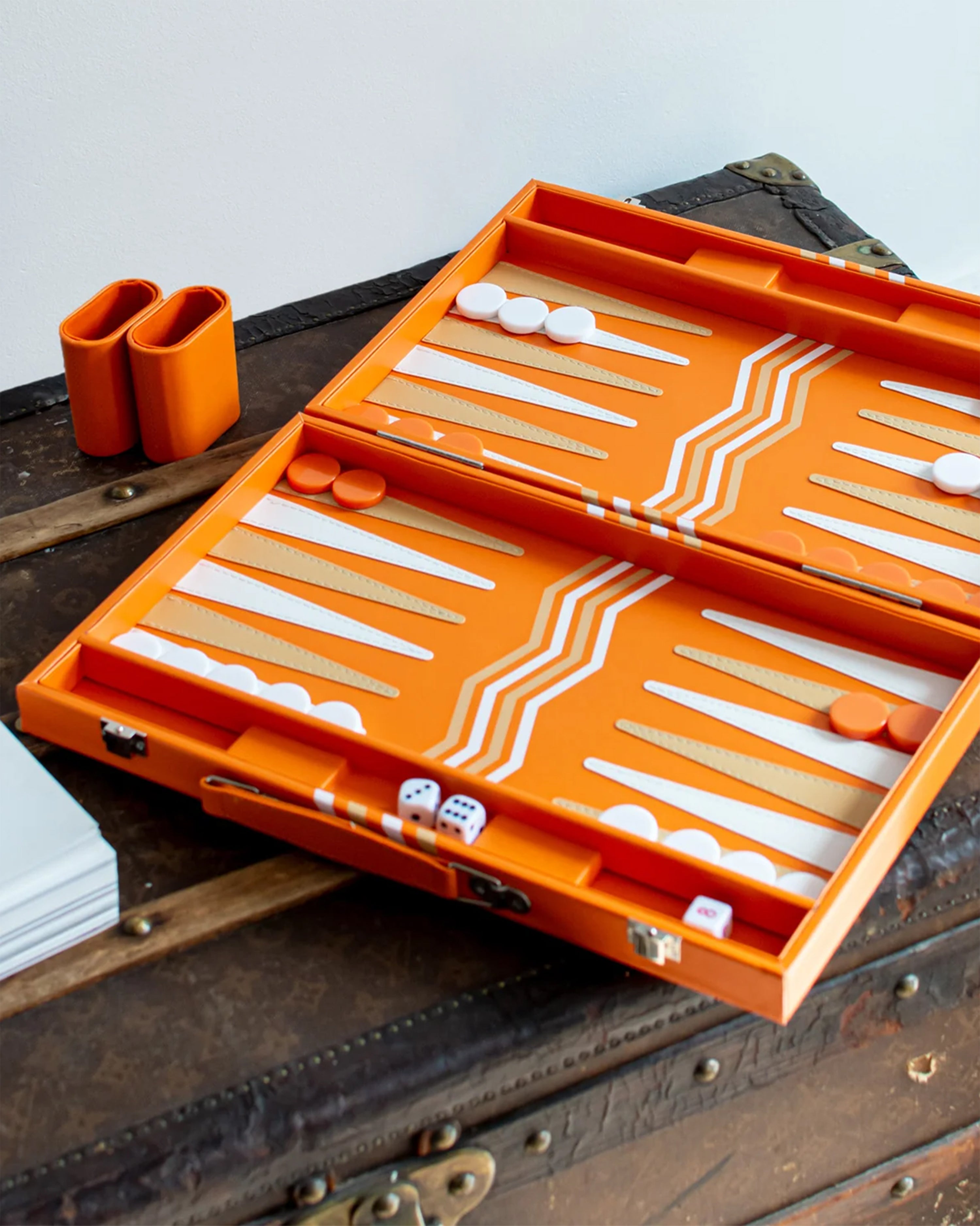 Leather Backgammon Orange