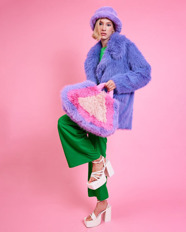 Lilac Faux Fur Bucket Hat