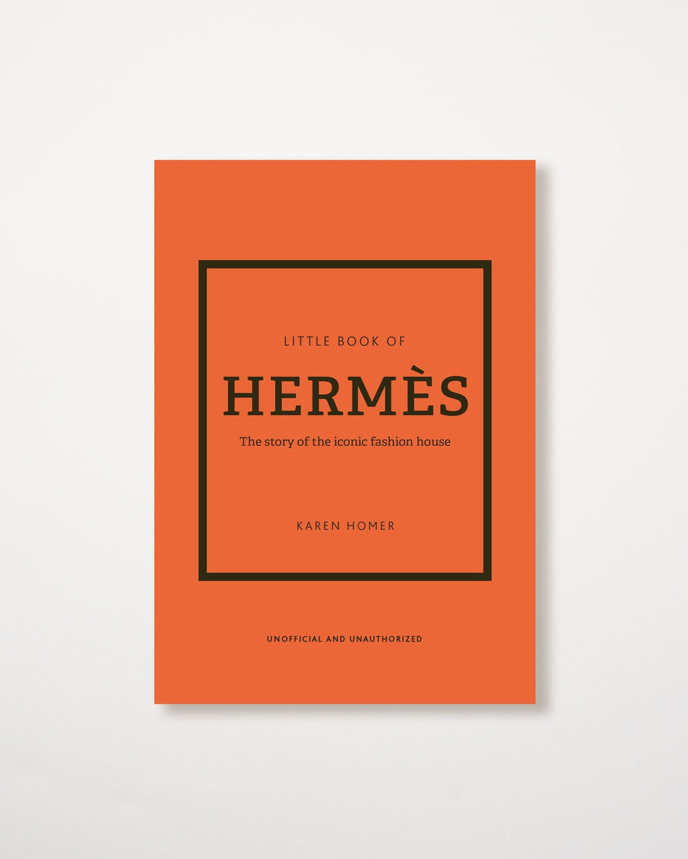 A book cover with an orange background, titled 'LITTLE BOOK OF HERMES', with a black frame and text.