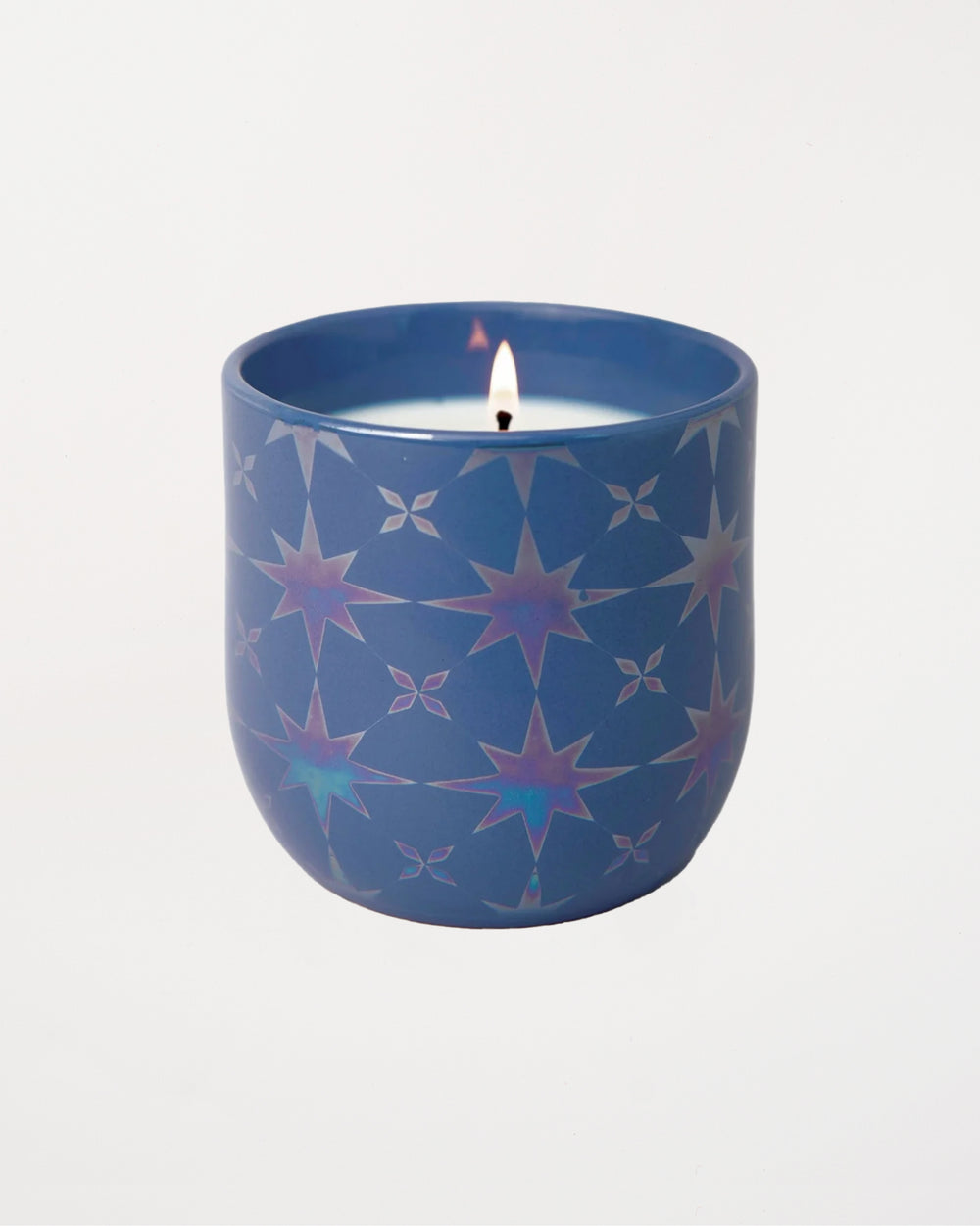 Lustre Ceramic Candle Matte Blue Stars