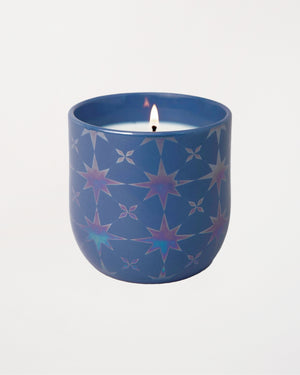 Lustre Ceramic Candle Matte Blue Stars