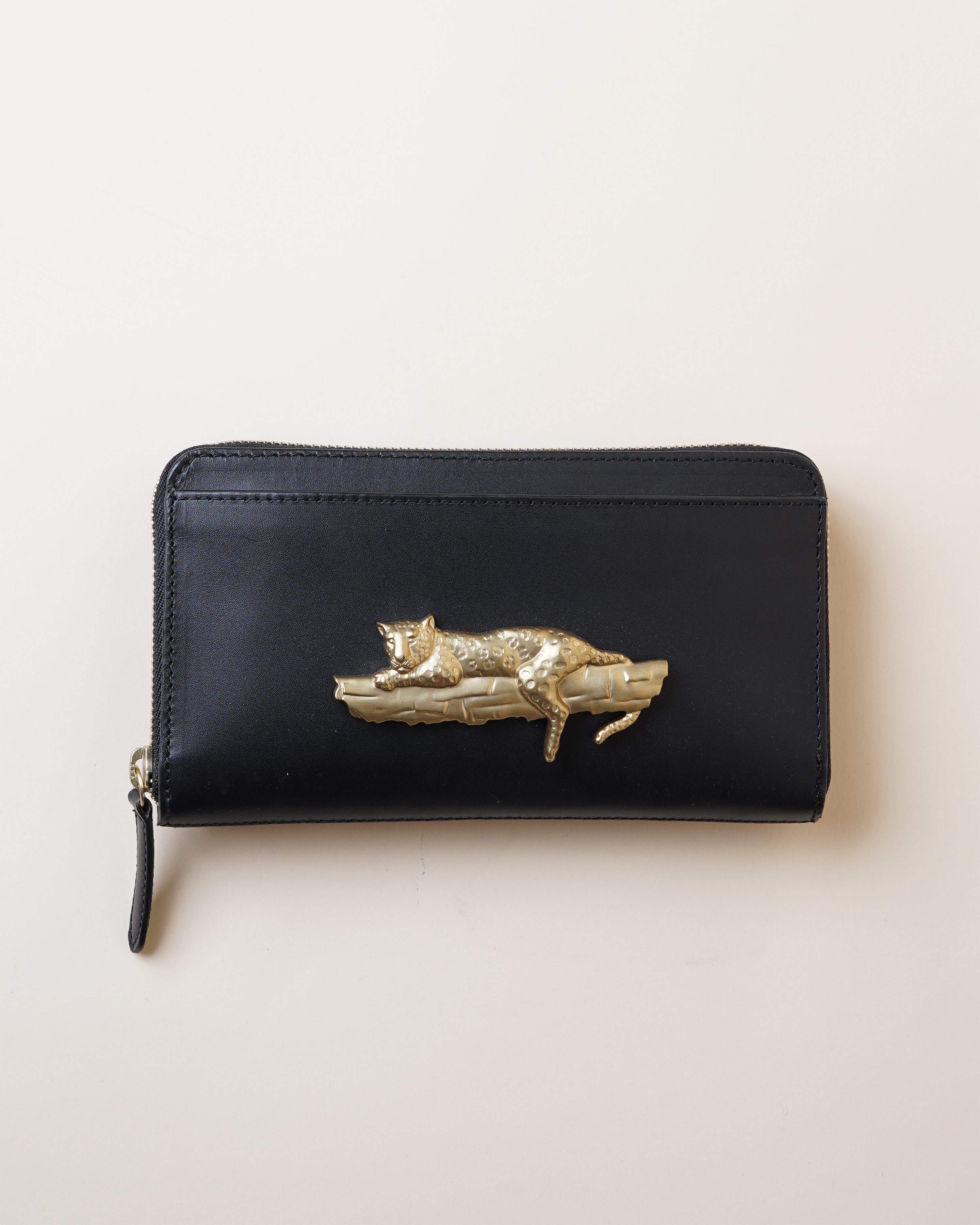 M/Leopard Black Leather Wallet