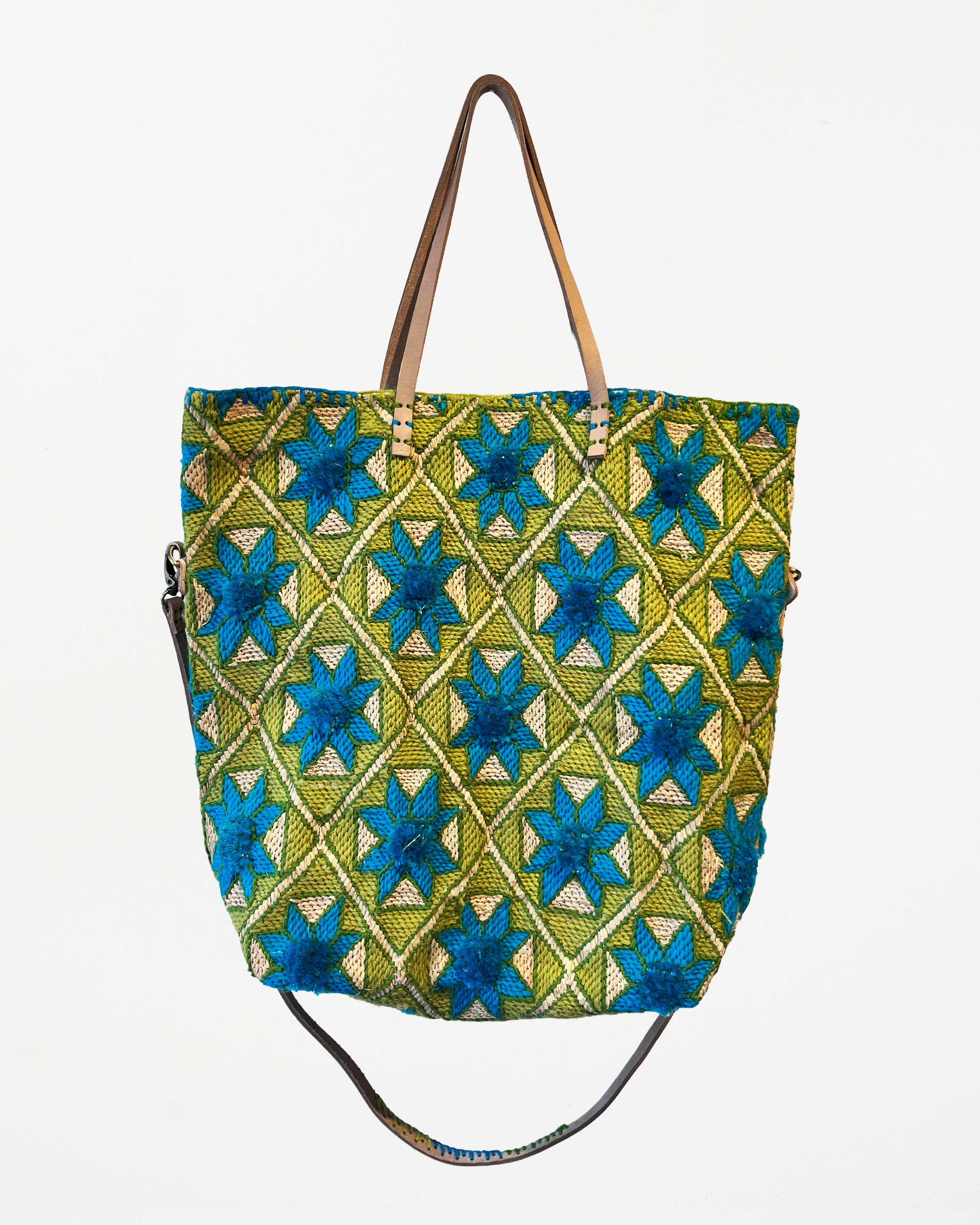 Medium Recycled Food Bag Green & Blue Stars