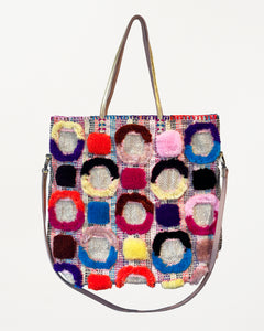 Medium Recycled Food Bag Multicoloured Squares