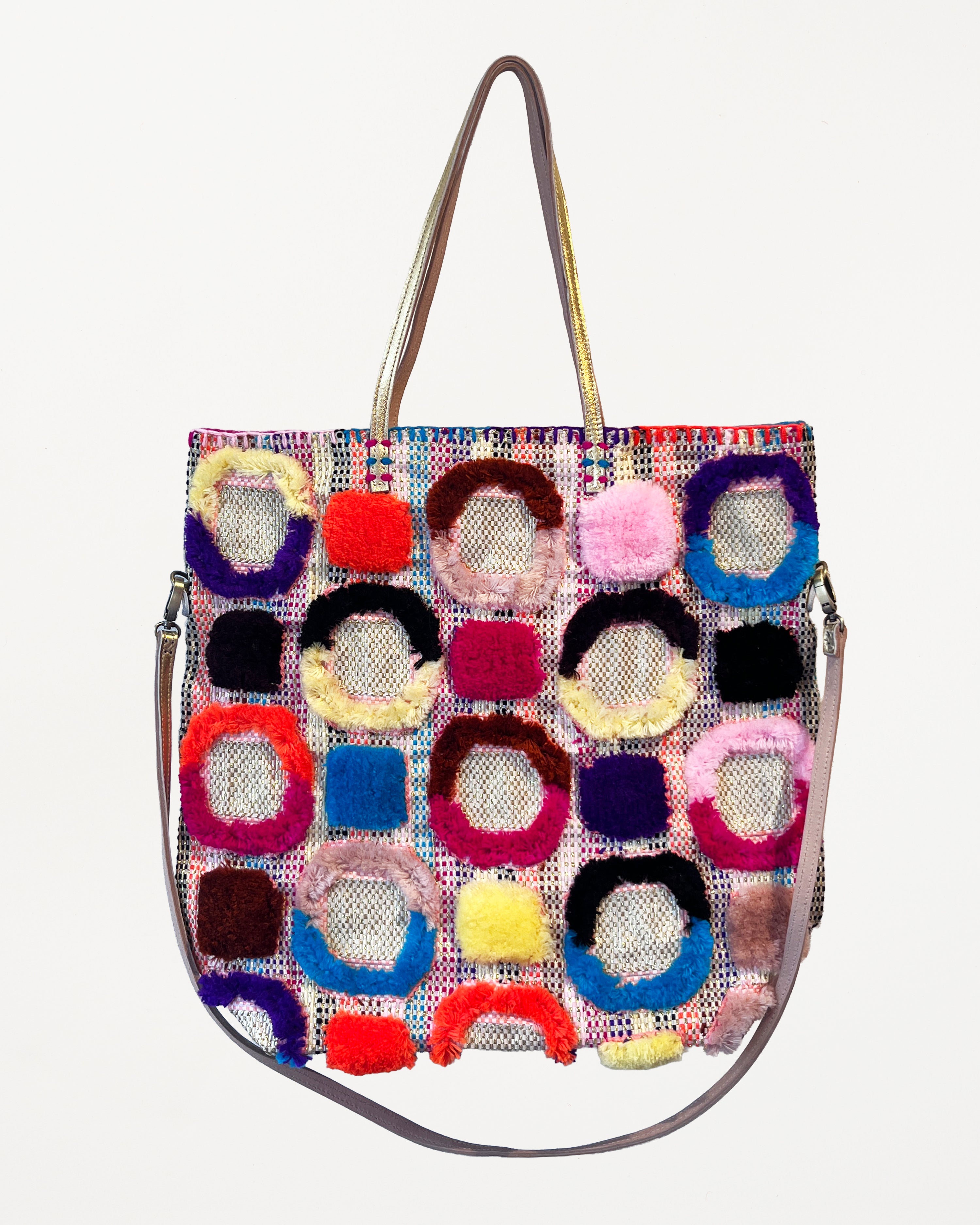 Medium Recycled Food Bag Multicoloured Squares