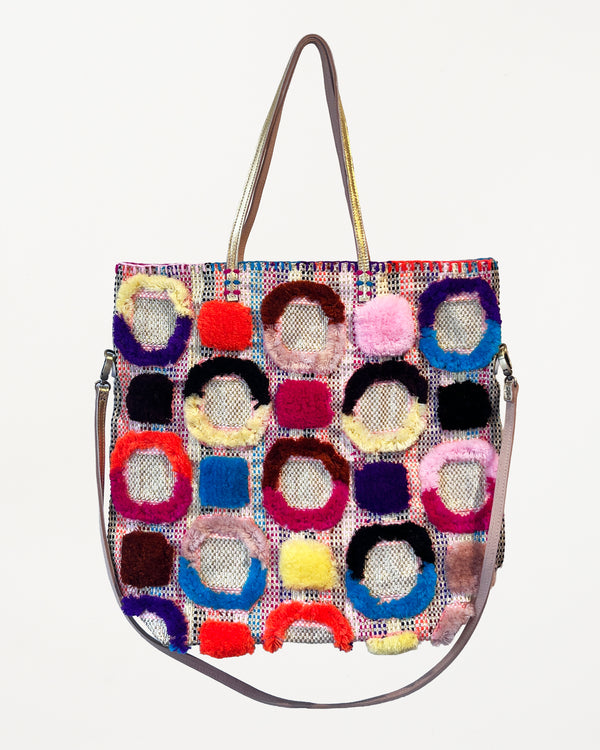Medium Recycled Food Bag Multicoloured Squares