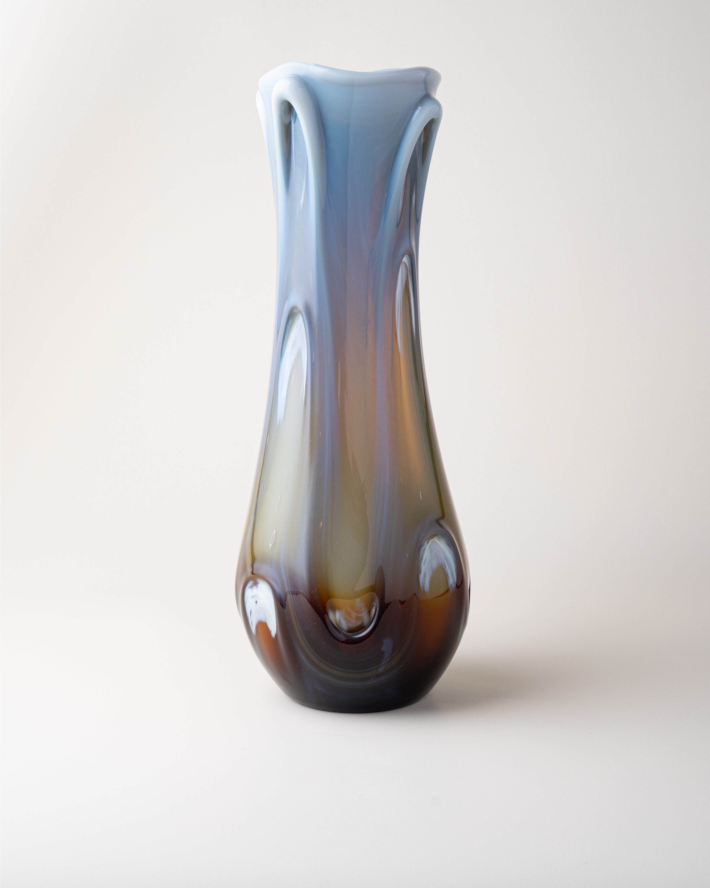 Mid-Century Ceramic Vase Large Blue/Amber