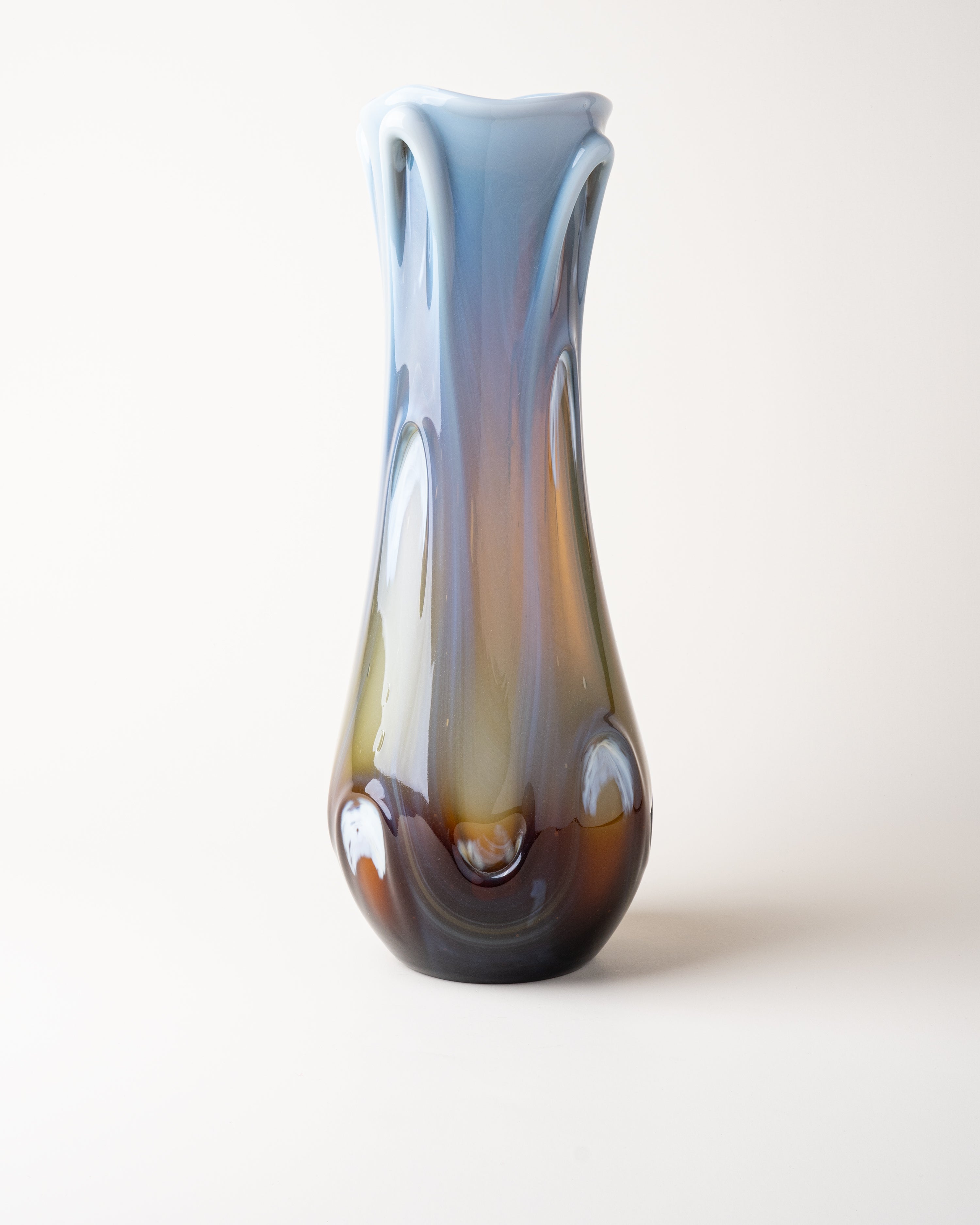 Mid-Century Ceramic Vase Large Blue/Amber