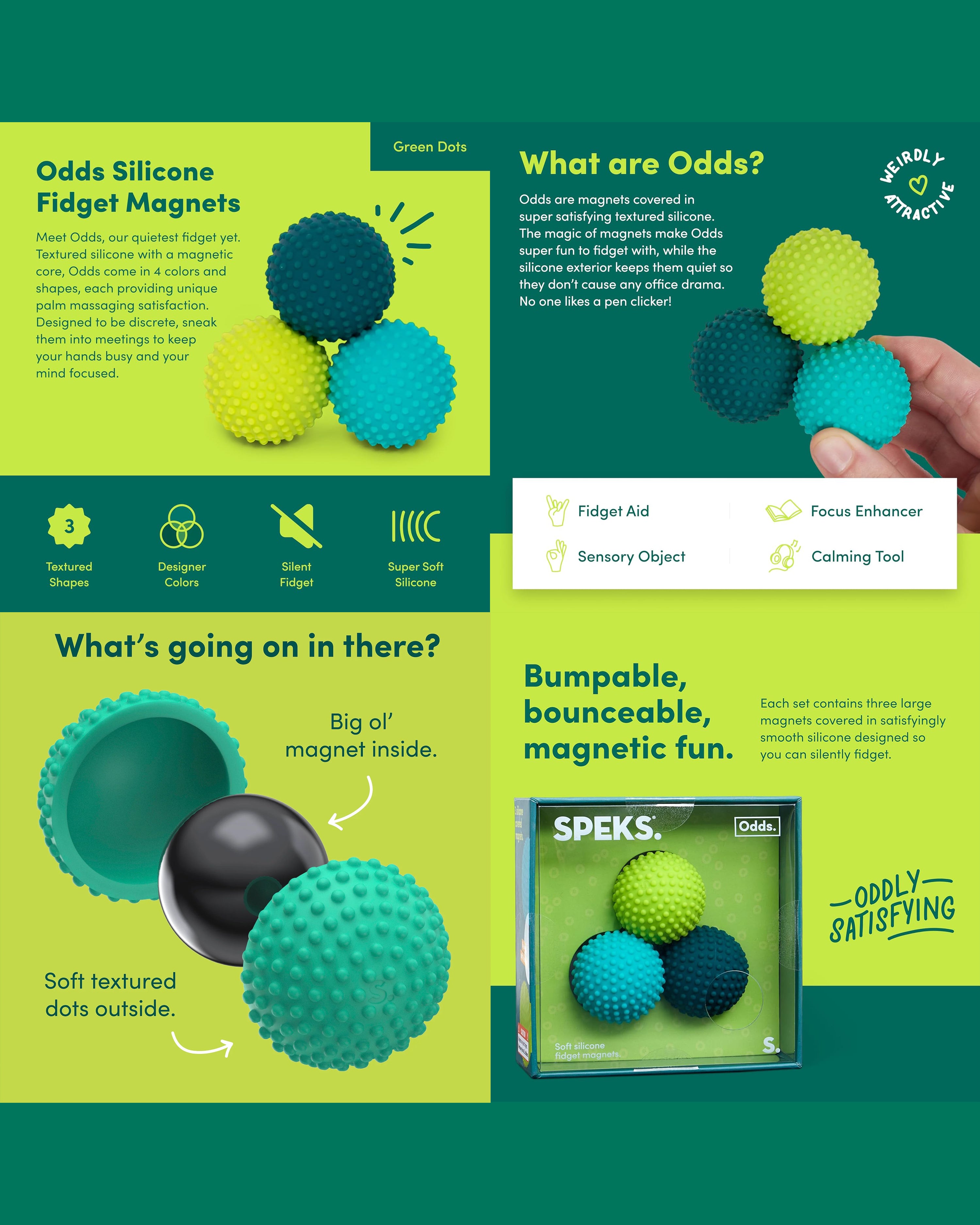 Odds Silicone Magnets Green Dots