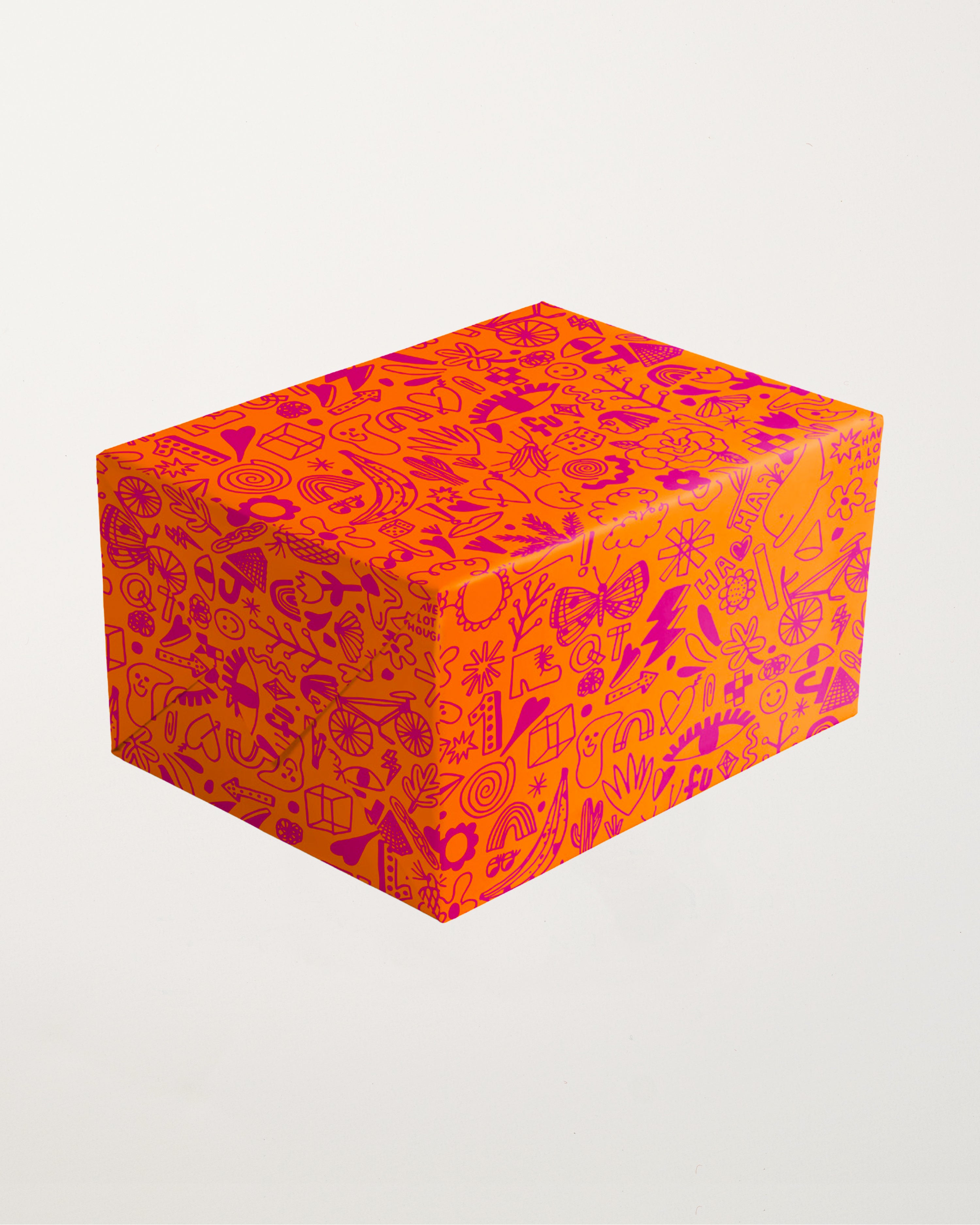 Orange Doodle Wrapping Paper