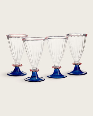 Palace Walk Handblown Wine Glass (Set of 4) Dark Blue