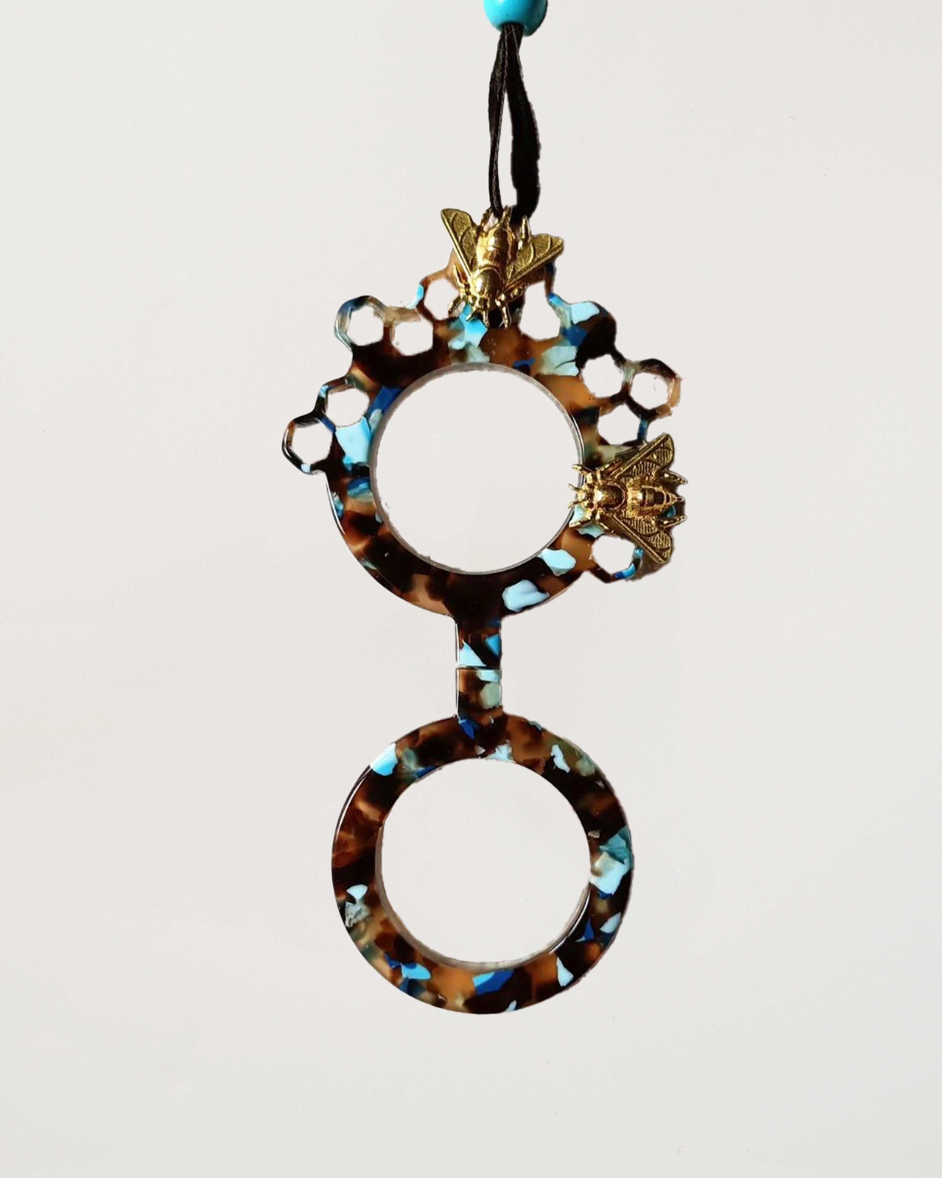 Pendant Glasses Turquoise Bees