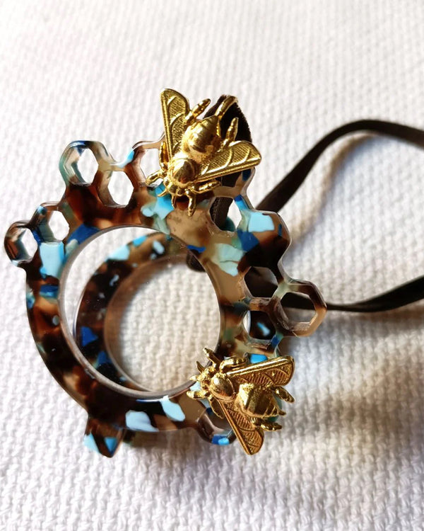 Pendant Glasses Turquoise Bees