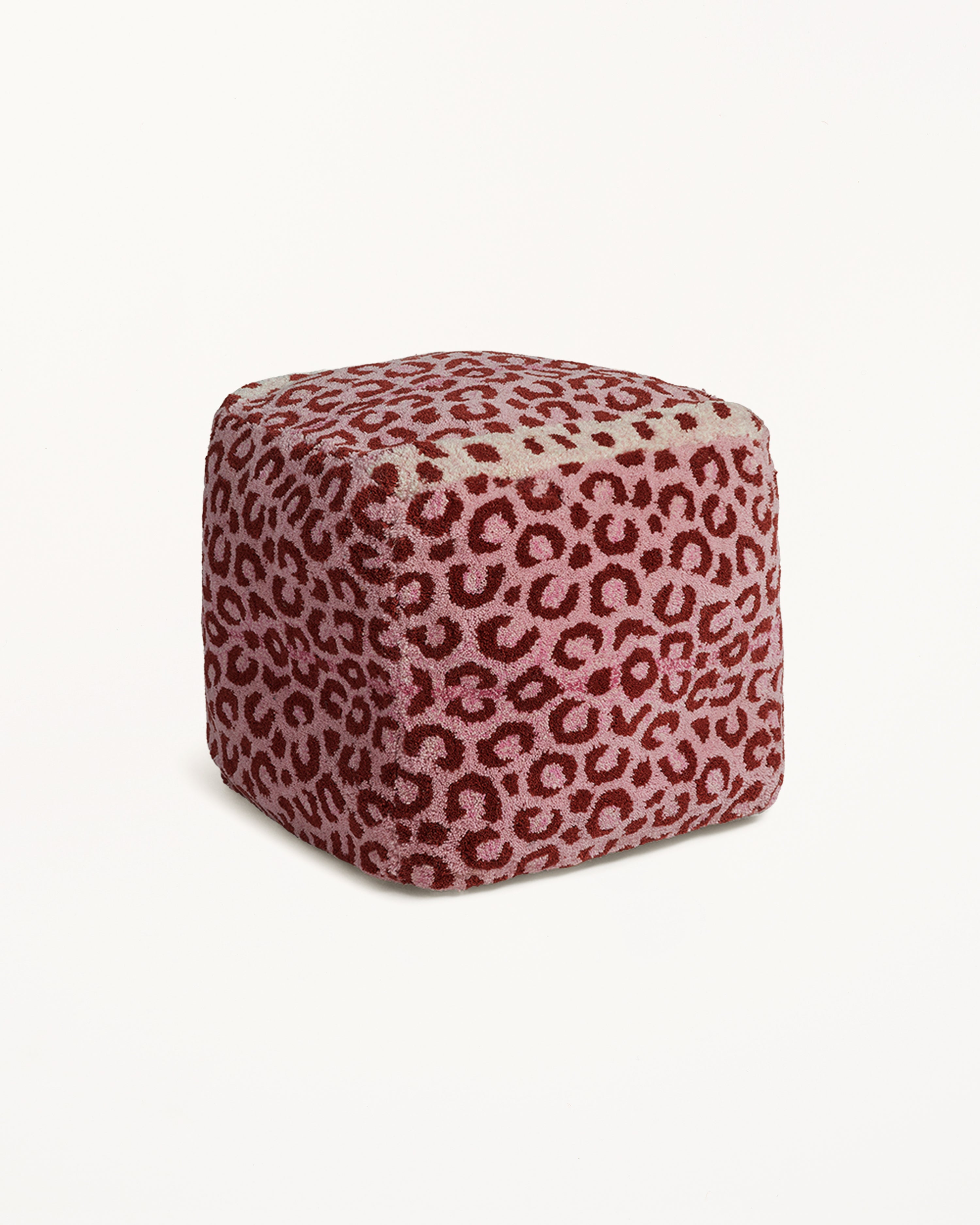 Pink Leopard Pouf Small