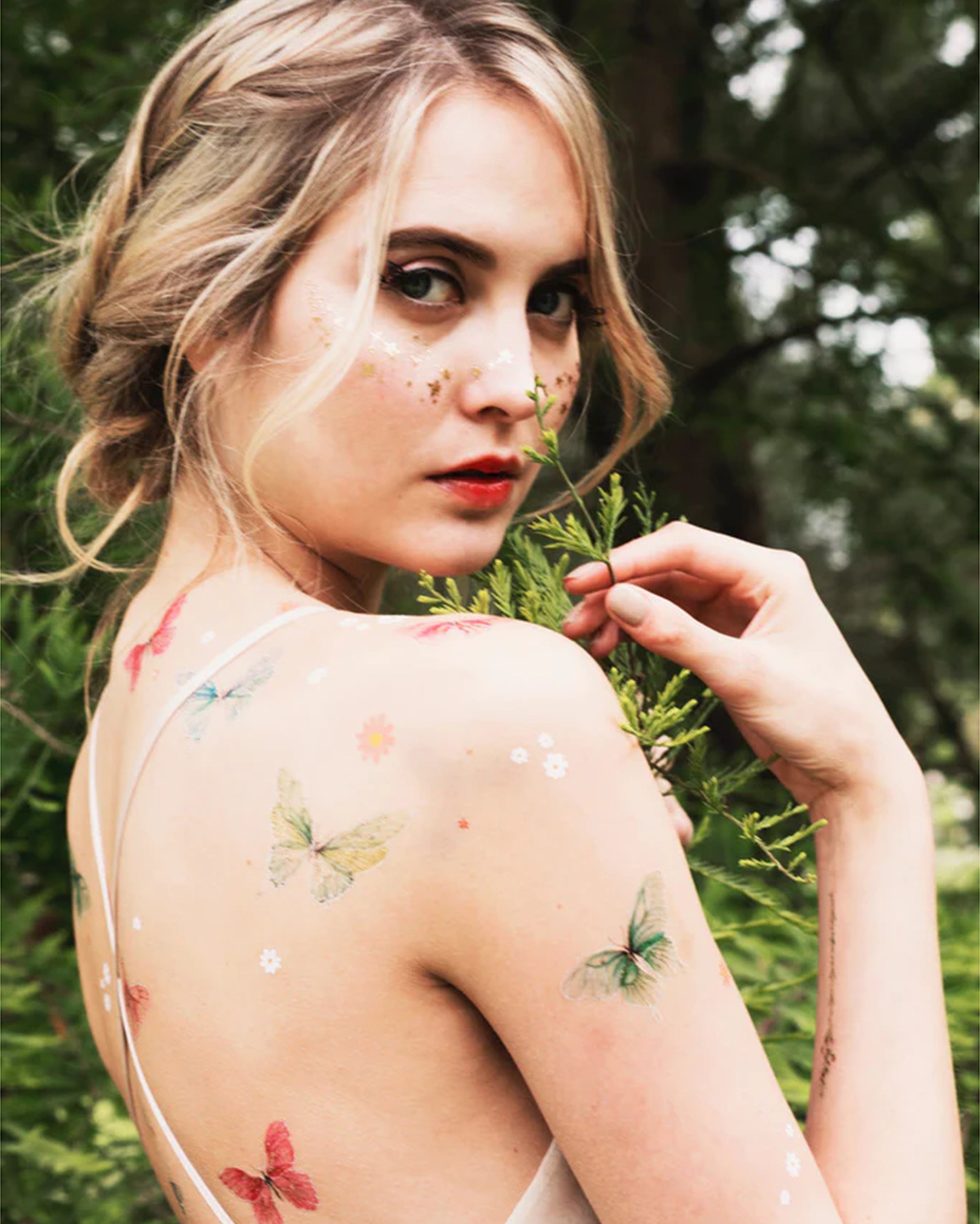 Pink/Green Butterfly Temporary Tattoos