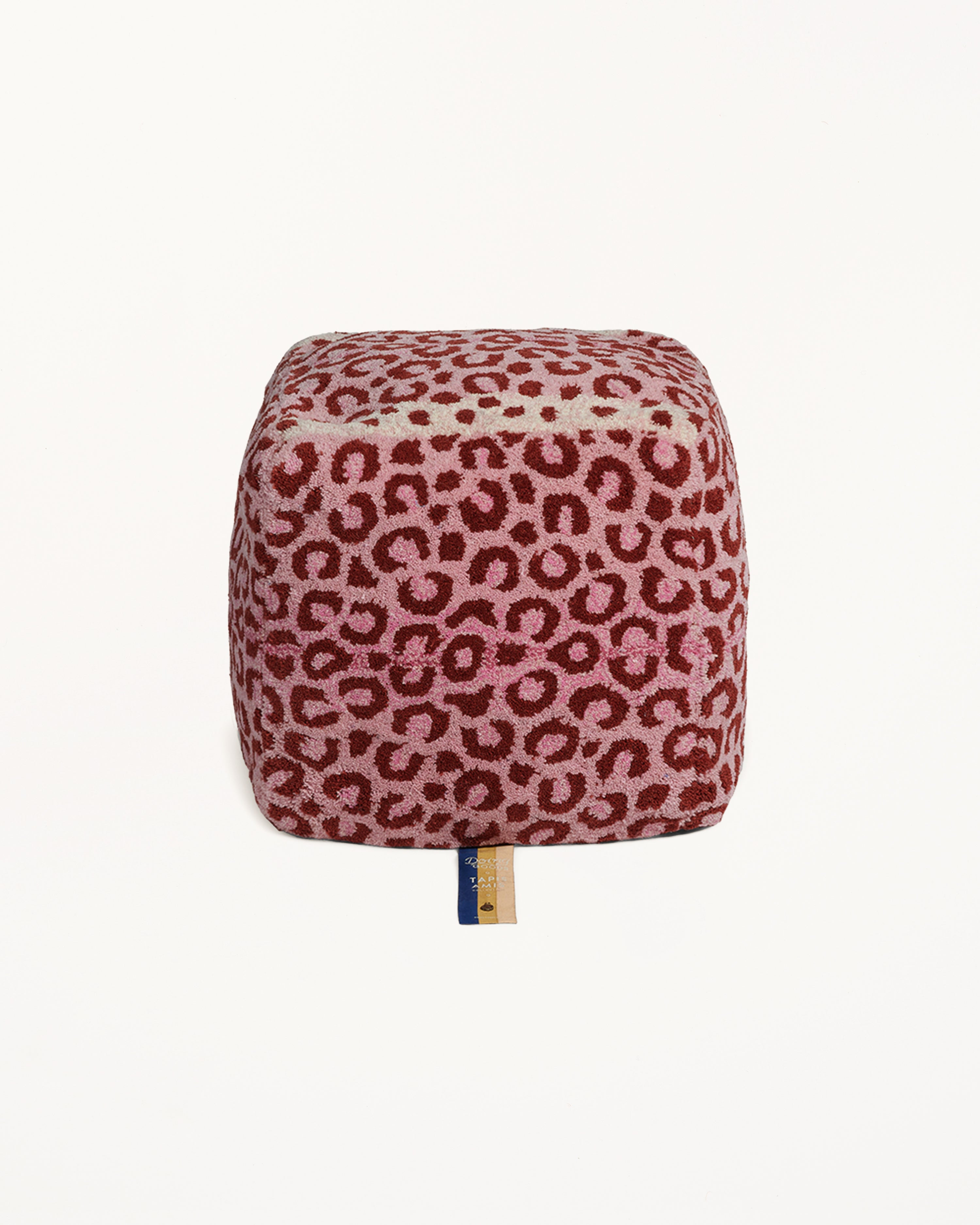 Pink Leopard Pouf Small