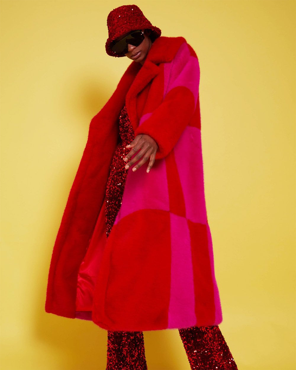 Pink & Red Checkered Coat