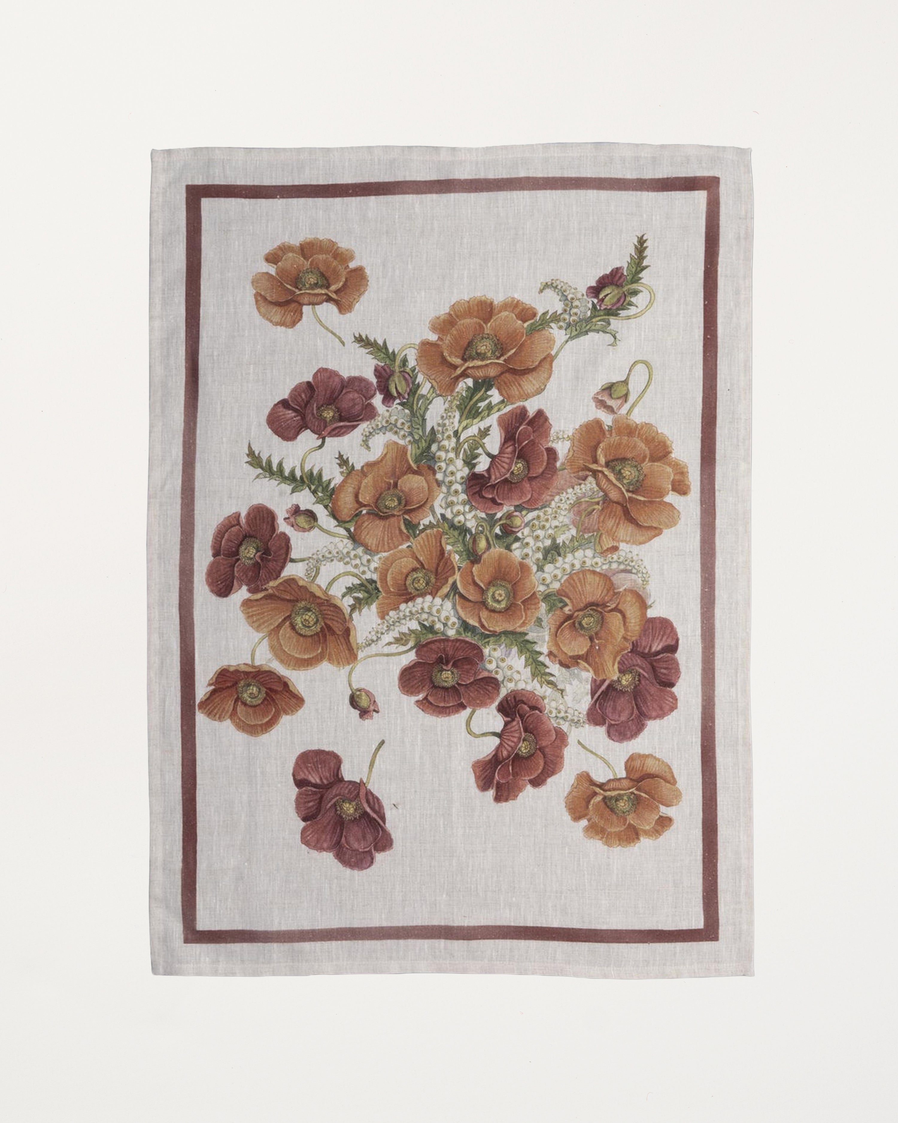 Poppy Burgundy Kitchen Towel 50x70cm