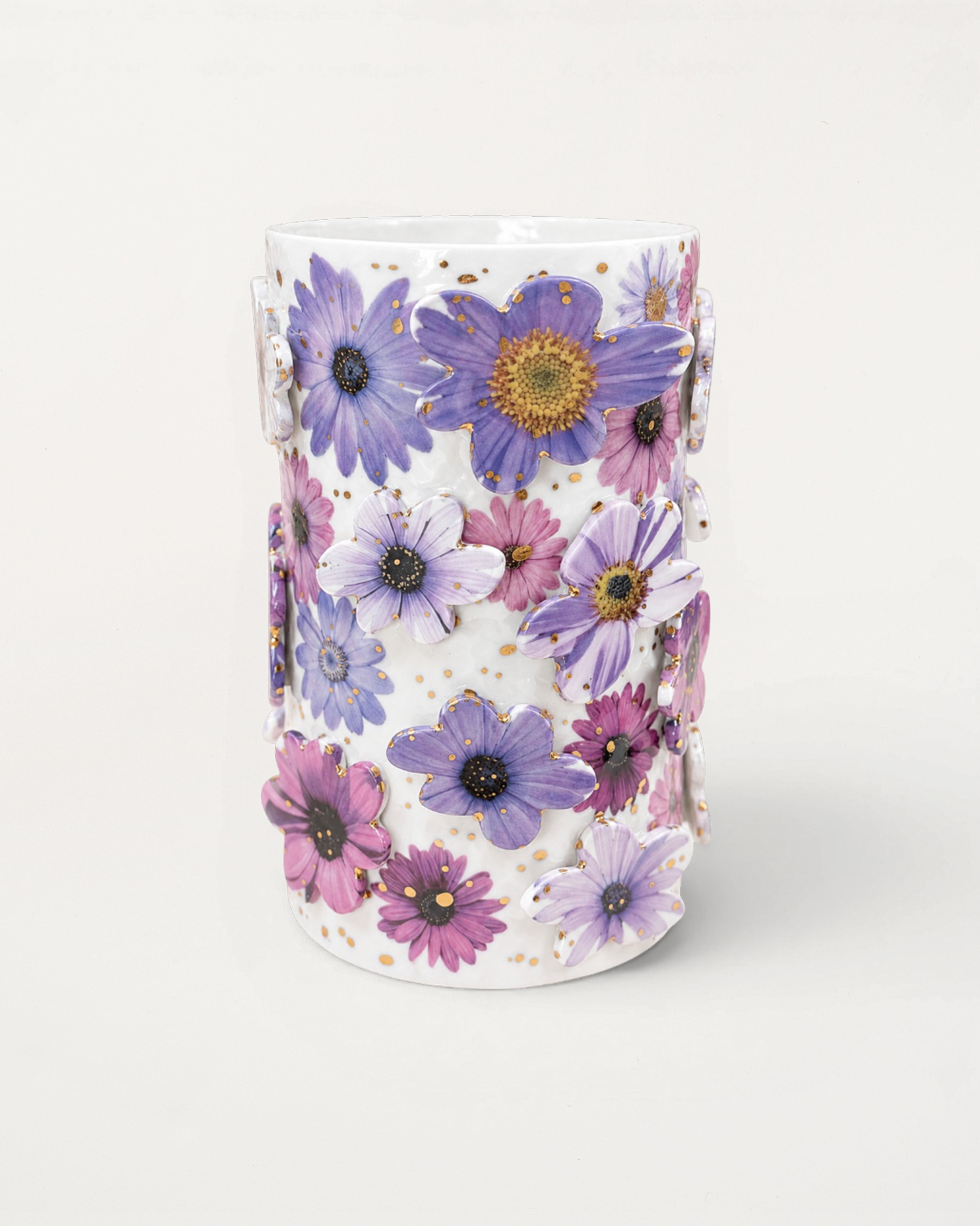 Purple Daisies Cermaic Vase