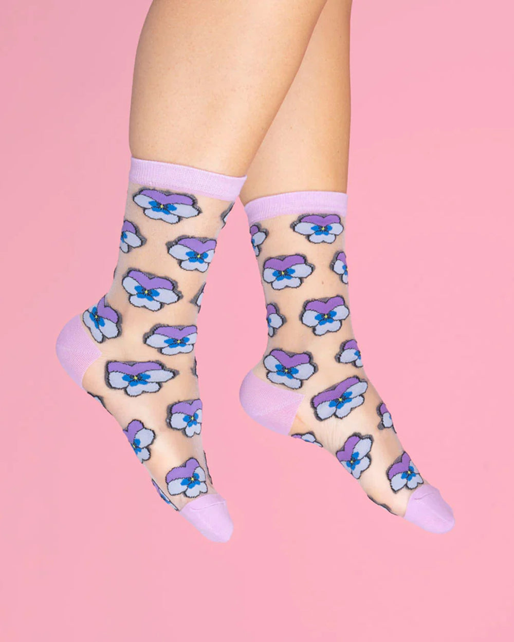 Purple Pansy Sheer Socks
