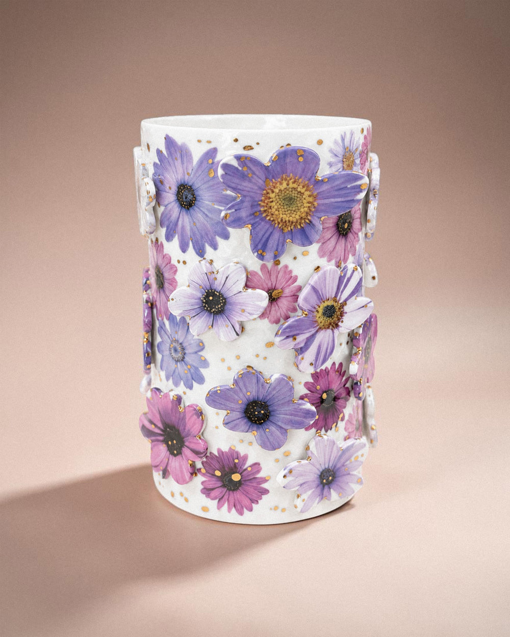 Purple Daisies Cermaic Vase