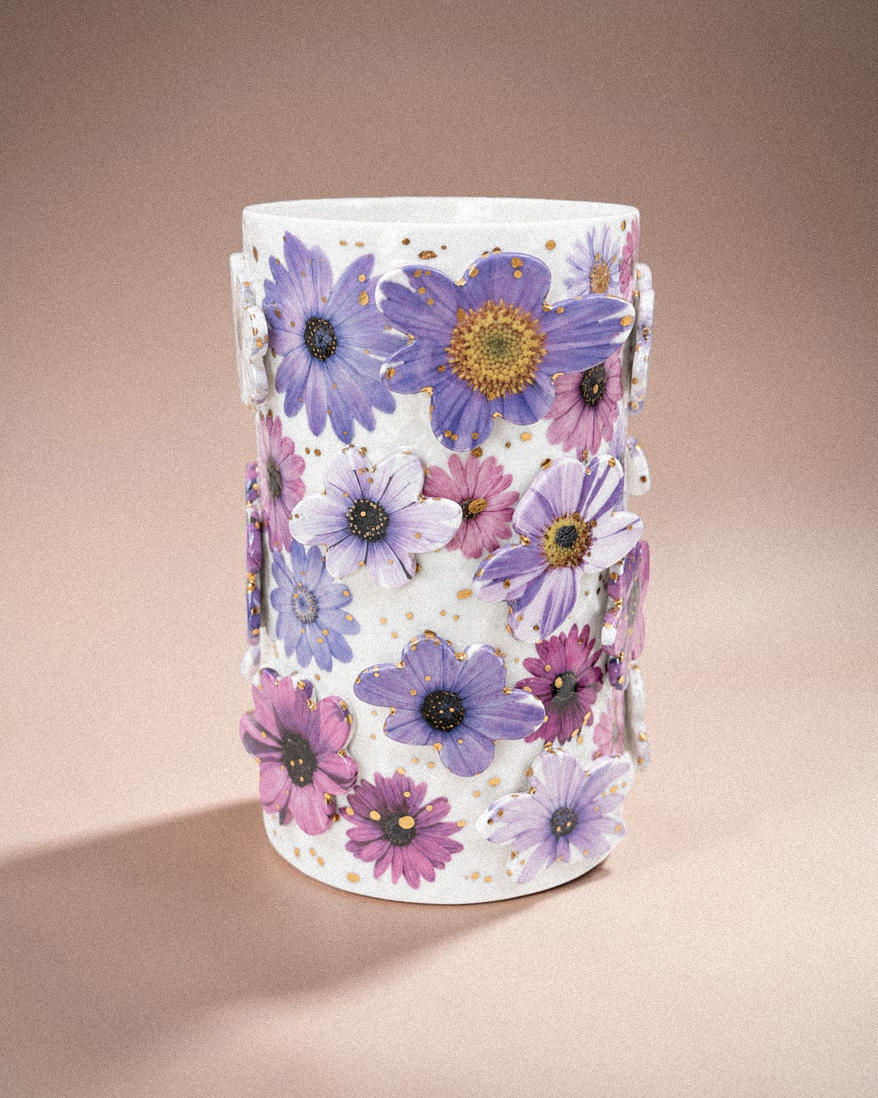 Purple Daisies Cermaic Vase
