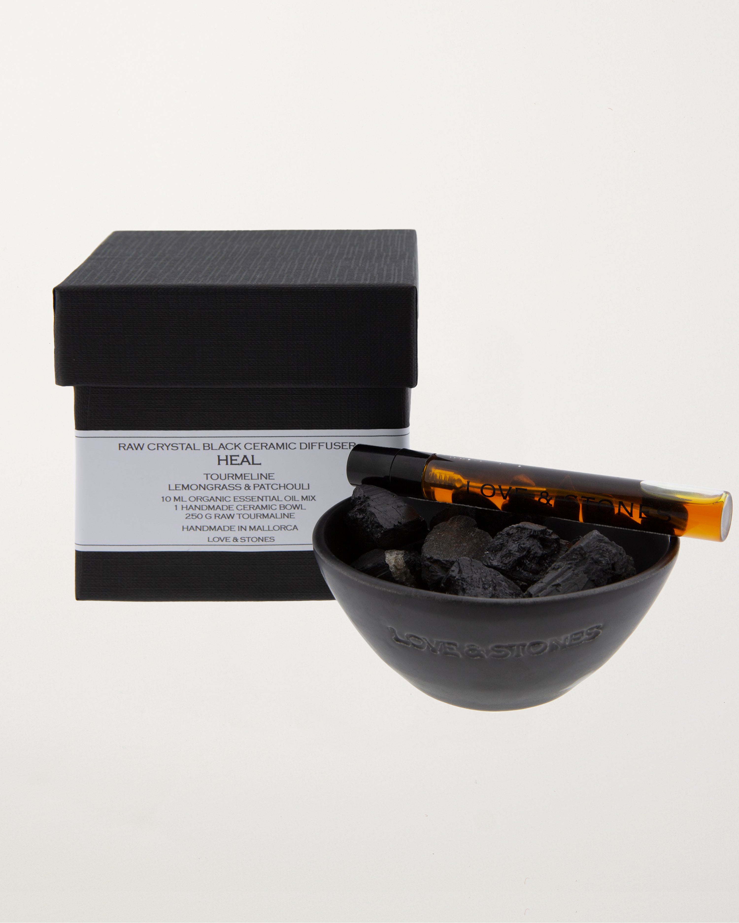 Heal Black Tourmaline Crystal Black Ceramic Diffuser