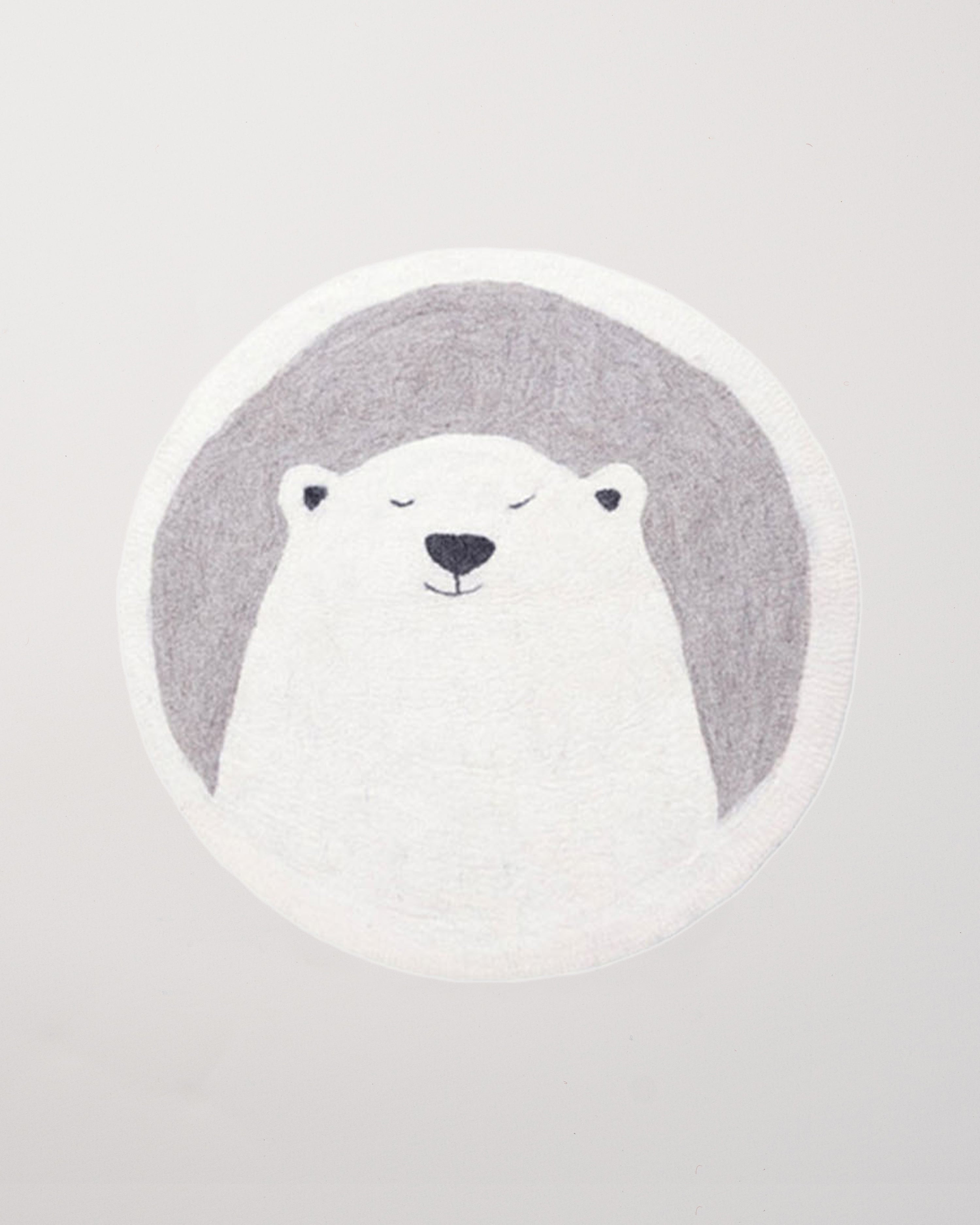 Round Bear Rug/Grey