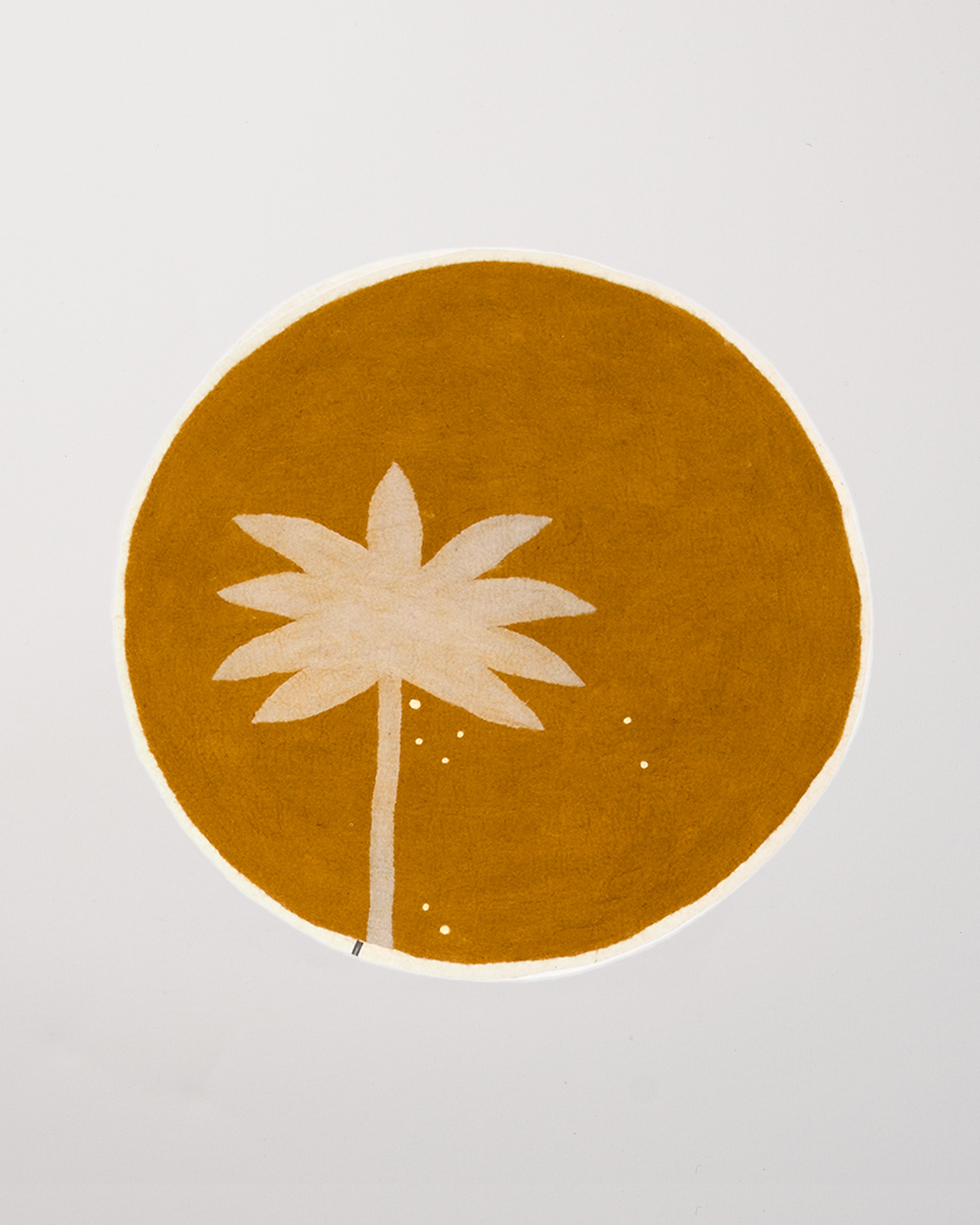 Round Palm Rug/Gold